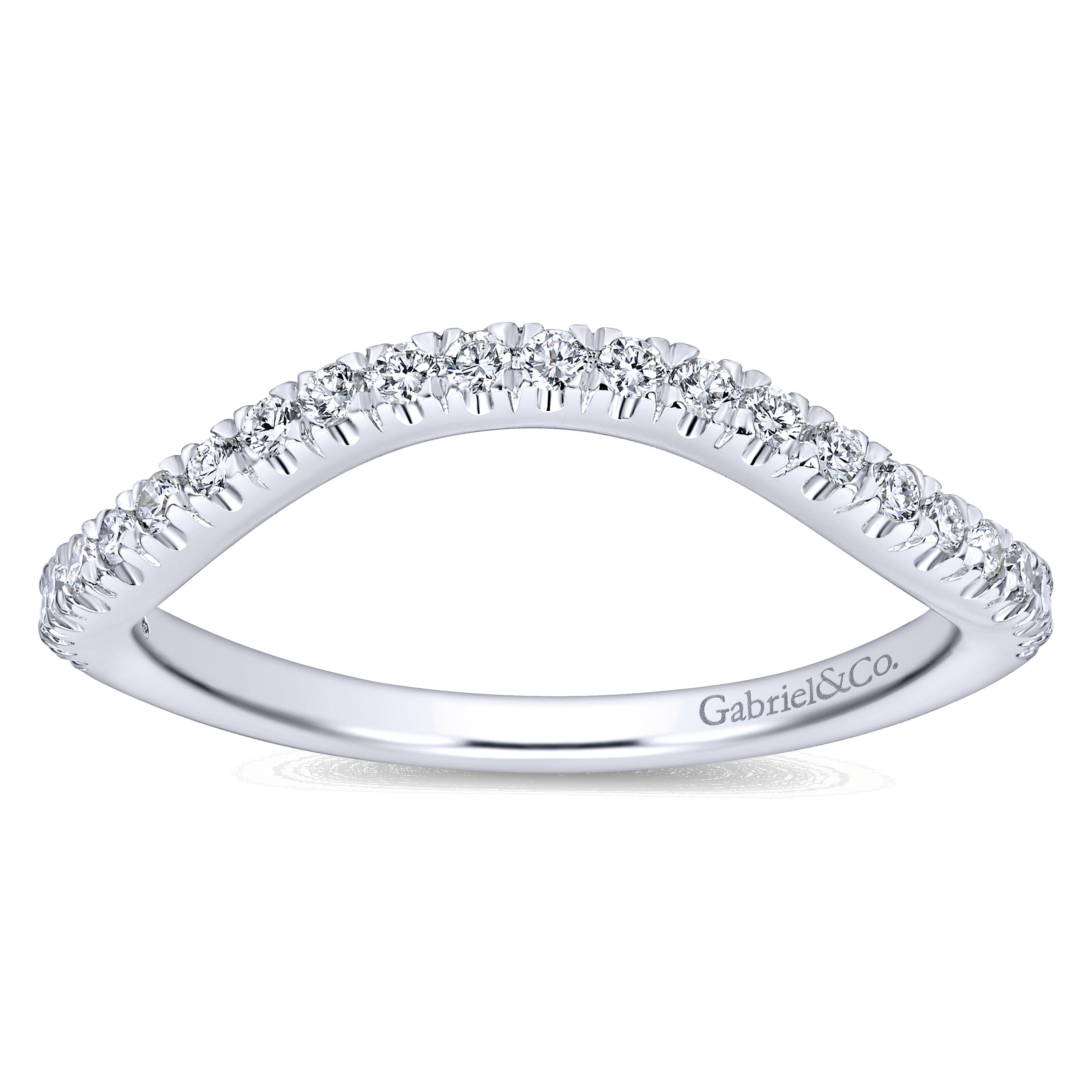 18k White Gold Diamond Curved Wedding Band angle 5 18k White Gold Diamond Curved Wedding Band angle 5