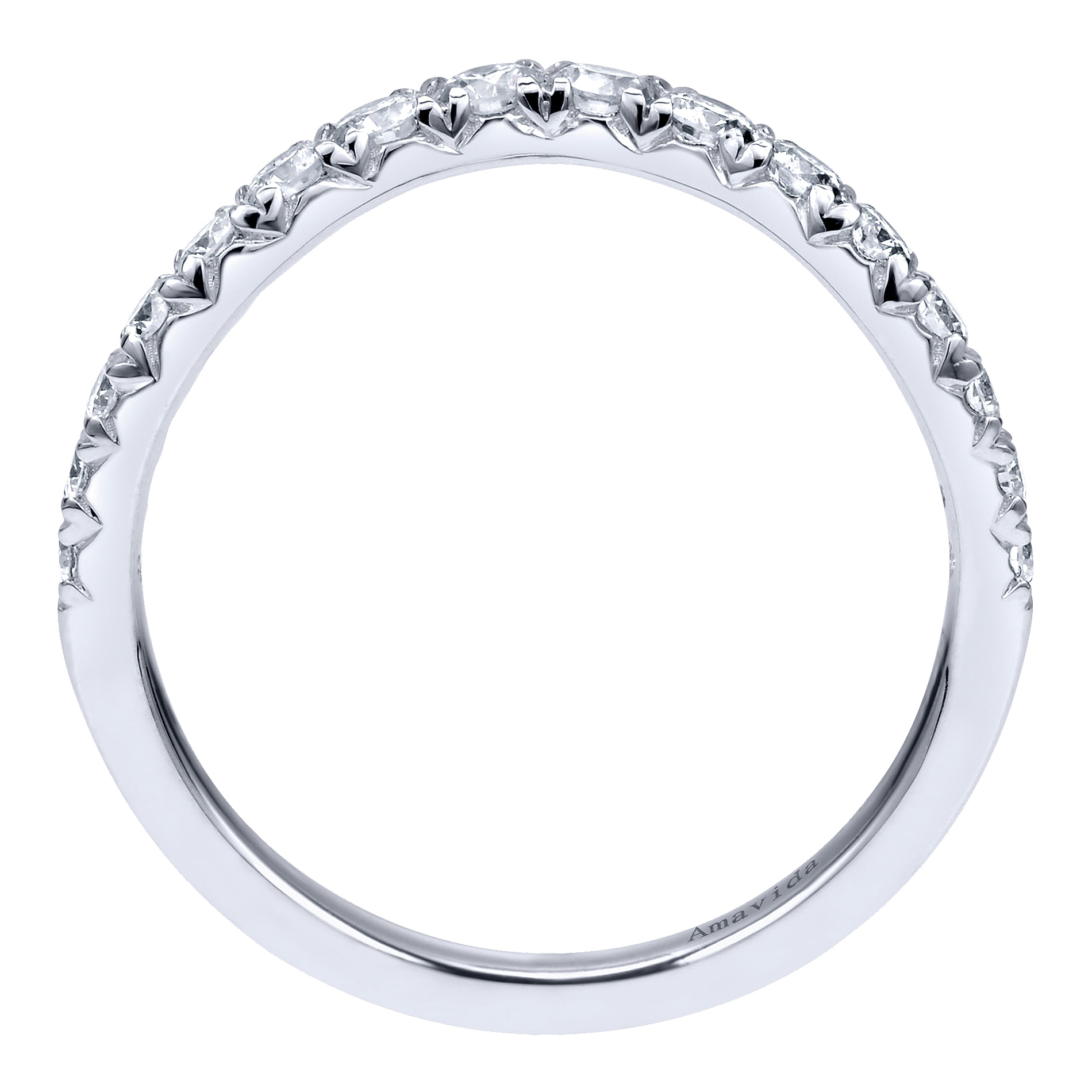 18k White Gold Diamond Curved Wedding Band angle 2 18k White Gold Diamond Curved Wedding Band angle 2