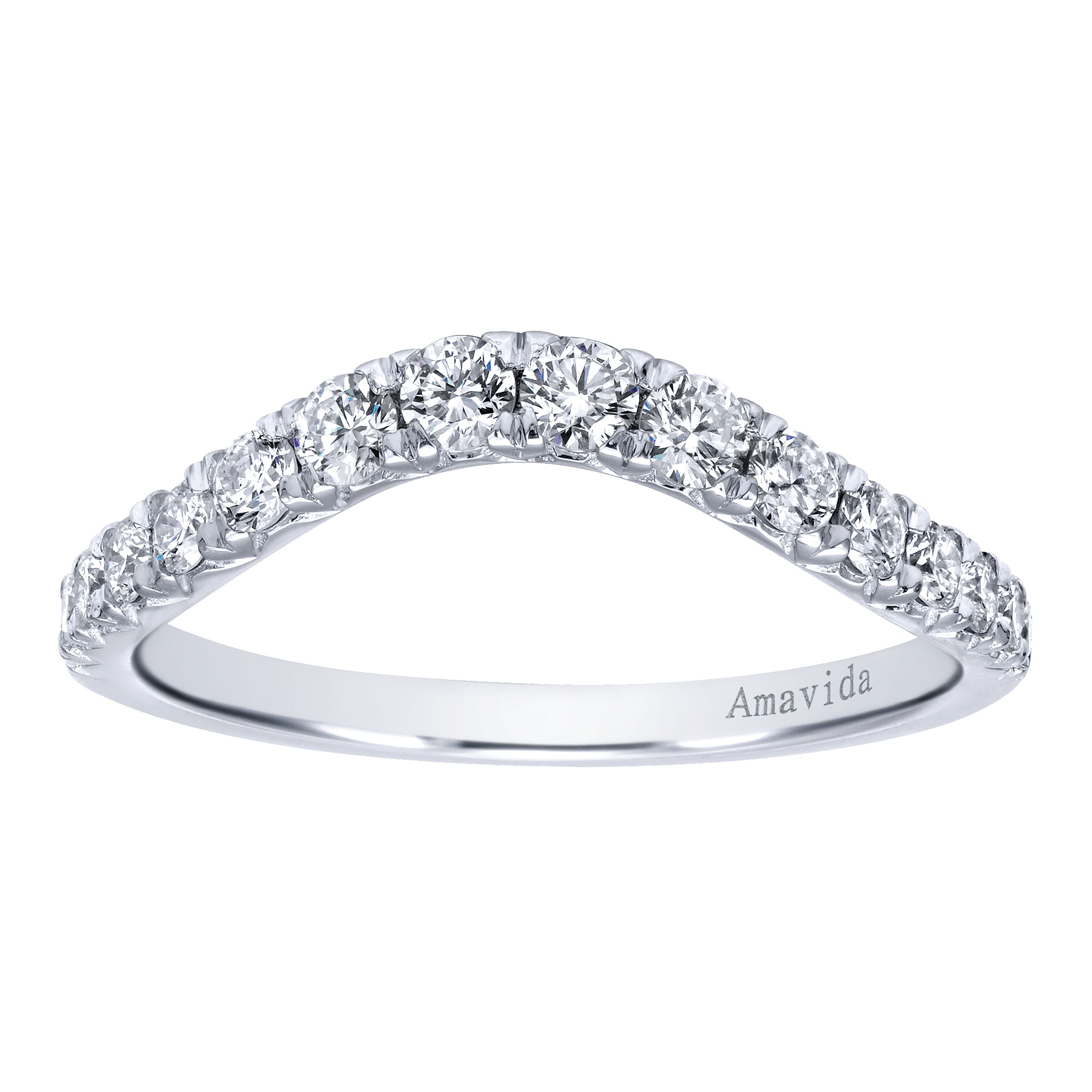 18k White Gold Diamond Curved Wedding Band angle 5 18k White Gold Diamond Curved Wedding Band angle 5