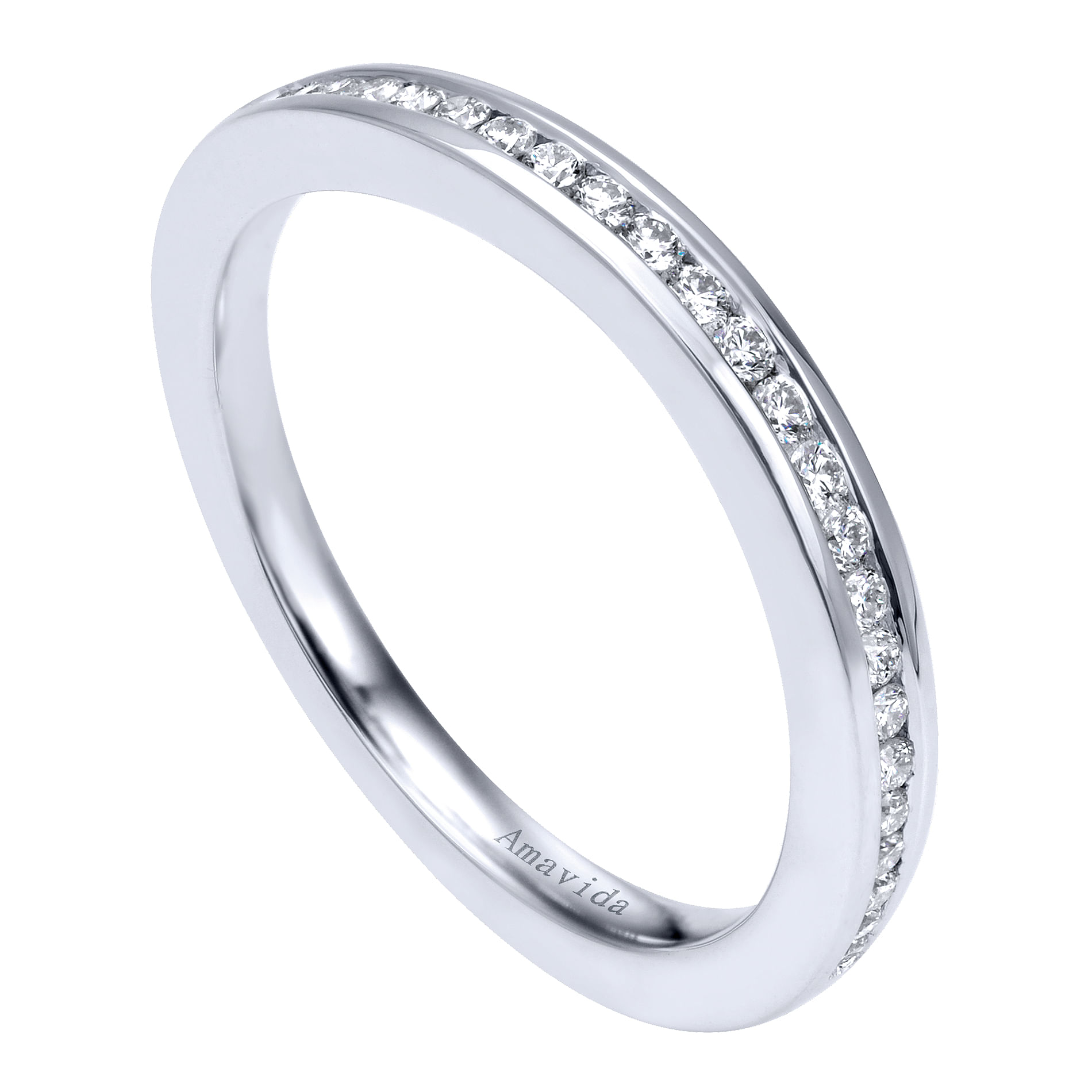18k White Gold Diamond Curved Wedding Band angle 3 18k White Gold Diamond Curved Wedding Band angle 3