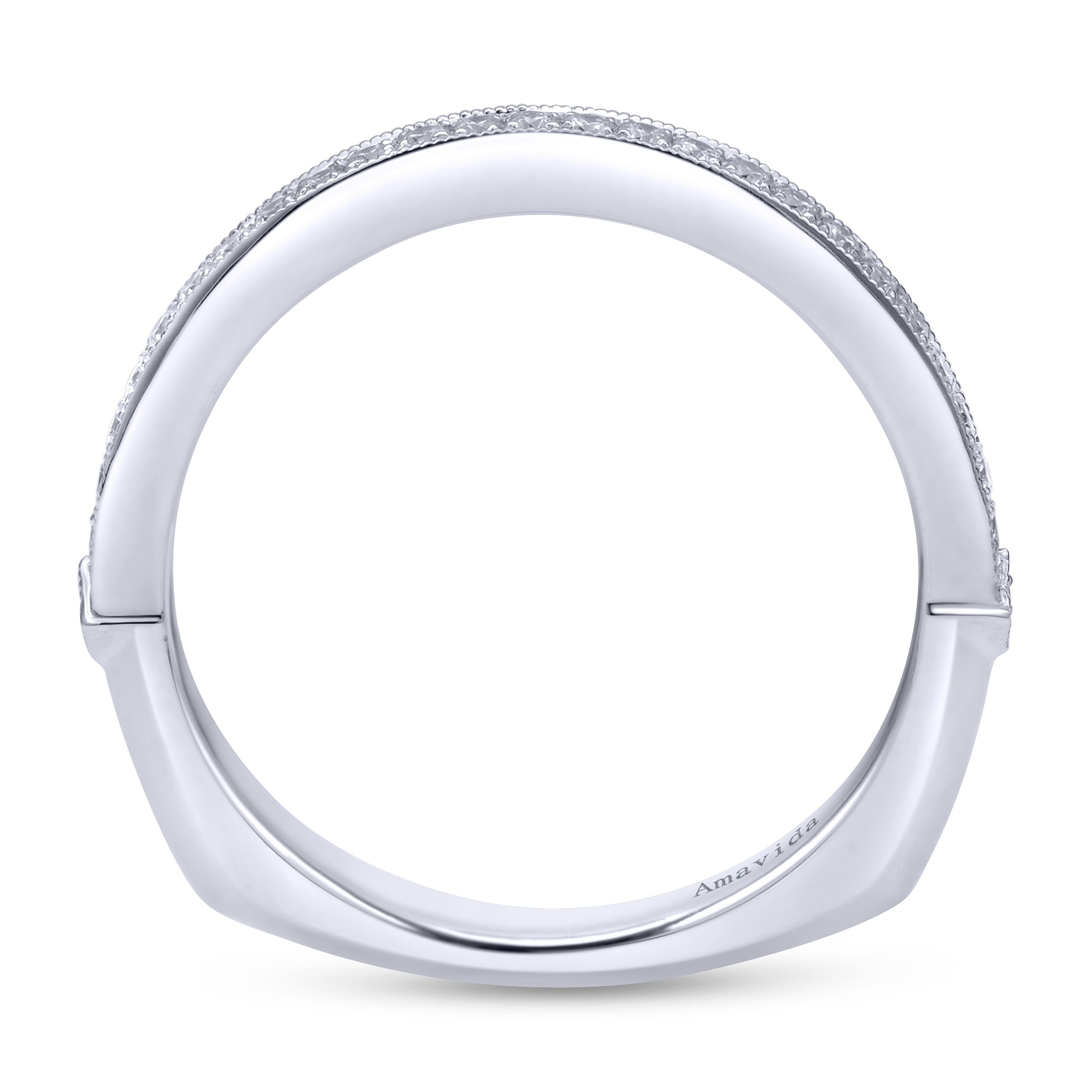 18k White Gold Diamond Curved Wedding Band angle 2 18k White Gold Diamond Curved Wedding Band angle 2
