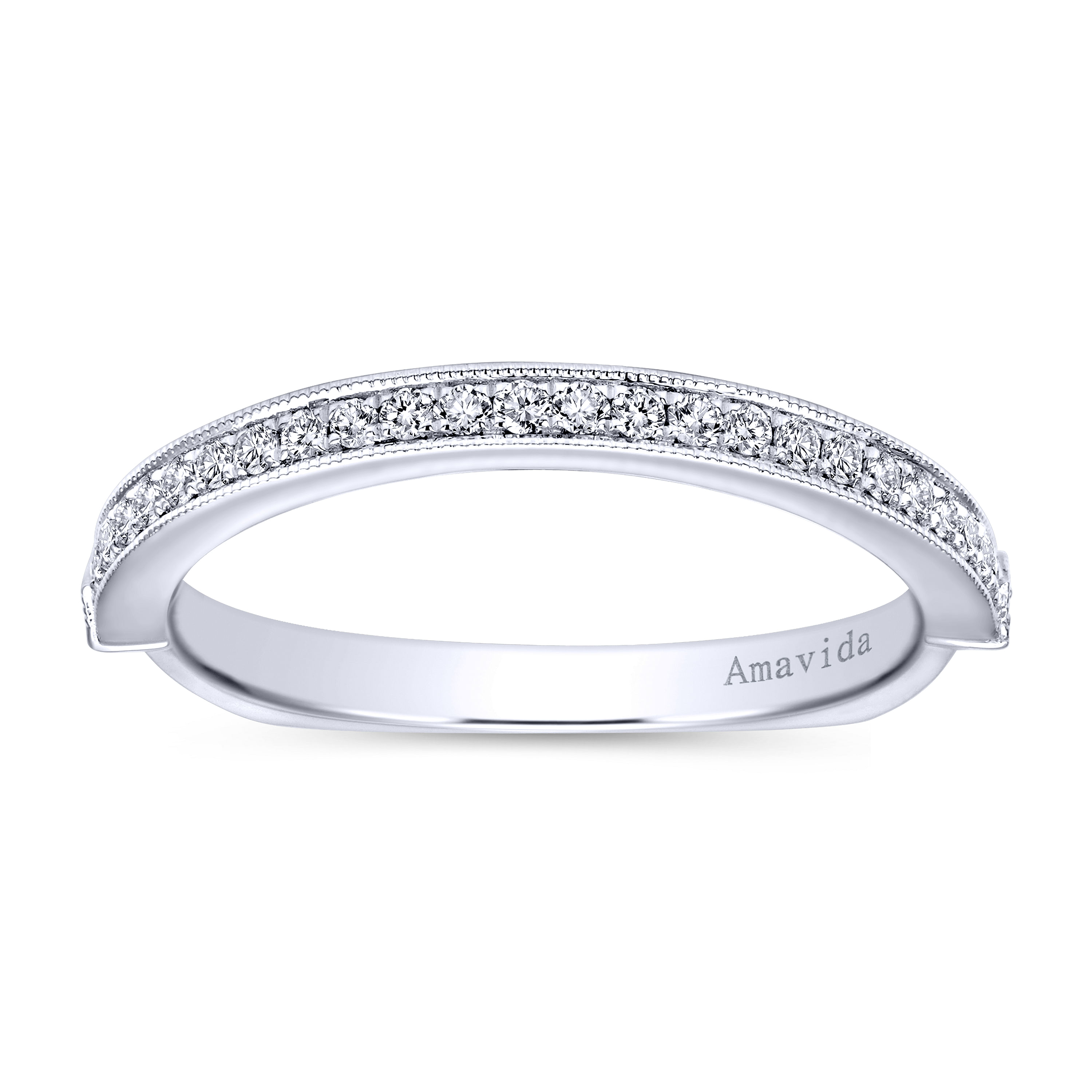 18k White Gold Diamond Curved Wedding Band angle 5 18k White Gold Diamond Curved Wedding Band angle 5