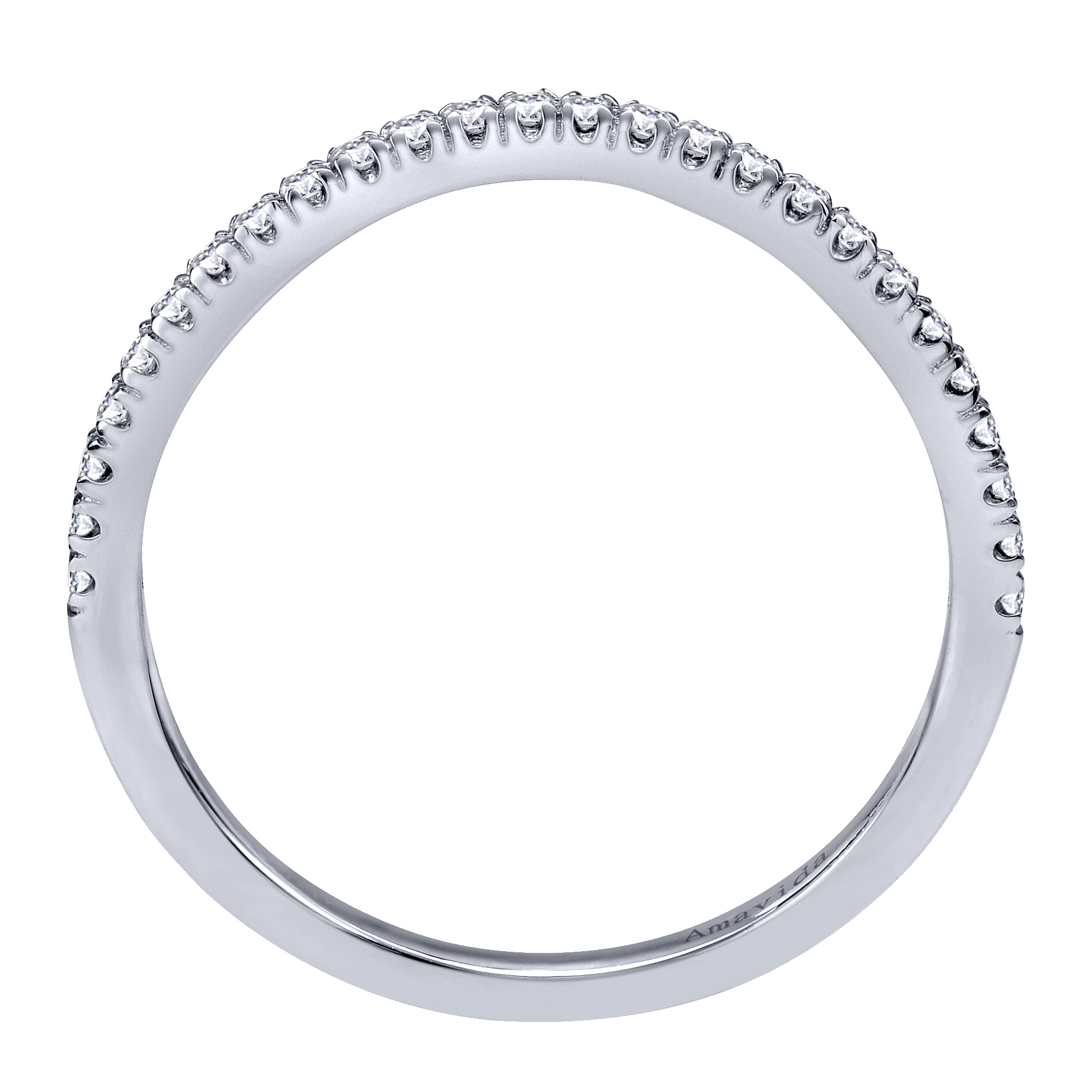 18k White Gold Diamond Curved Wedding Band angle 2 18k White Gold Diamond Curved Wedding Band angle 2