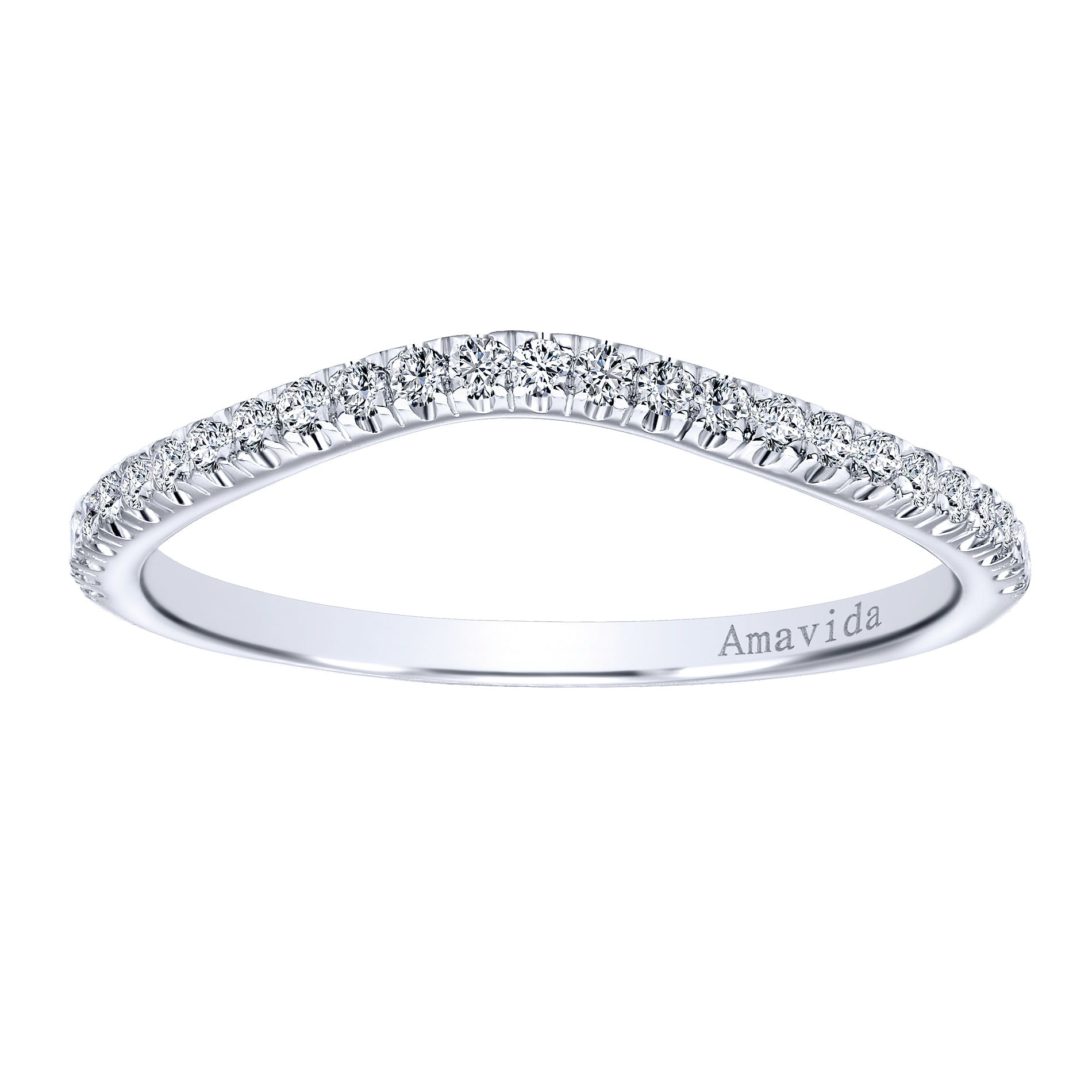 18k White Gold Diamond Curved Wedding Band angle 5 18k White Gold Diamond Curved Wedding Band angle 5