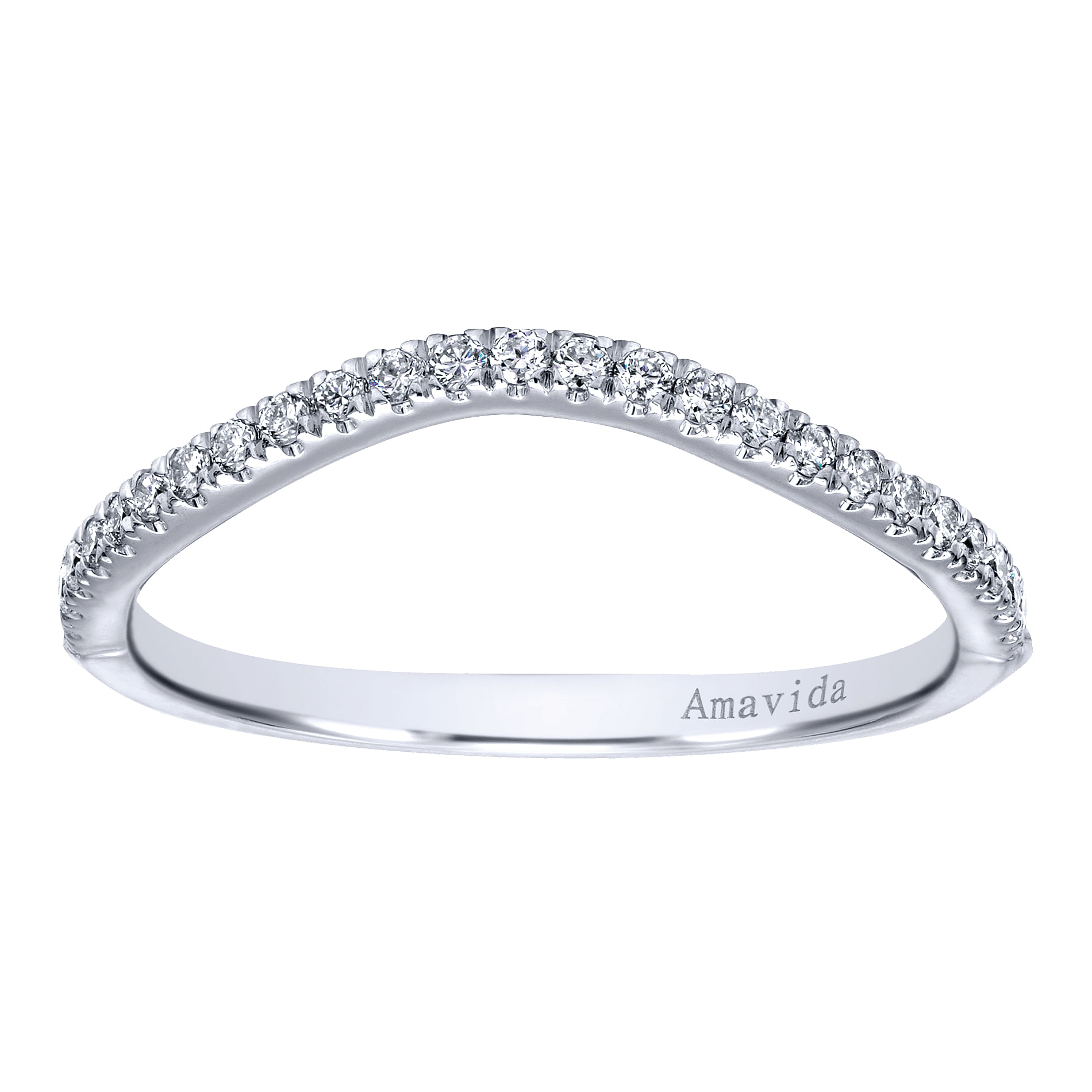 18k White Gold Diamond Curved Wedding Band angle 5 18k White Gold Diamond Curved Wedding Band angle 5
