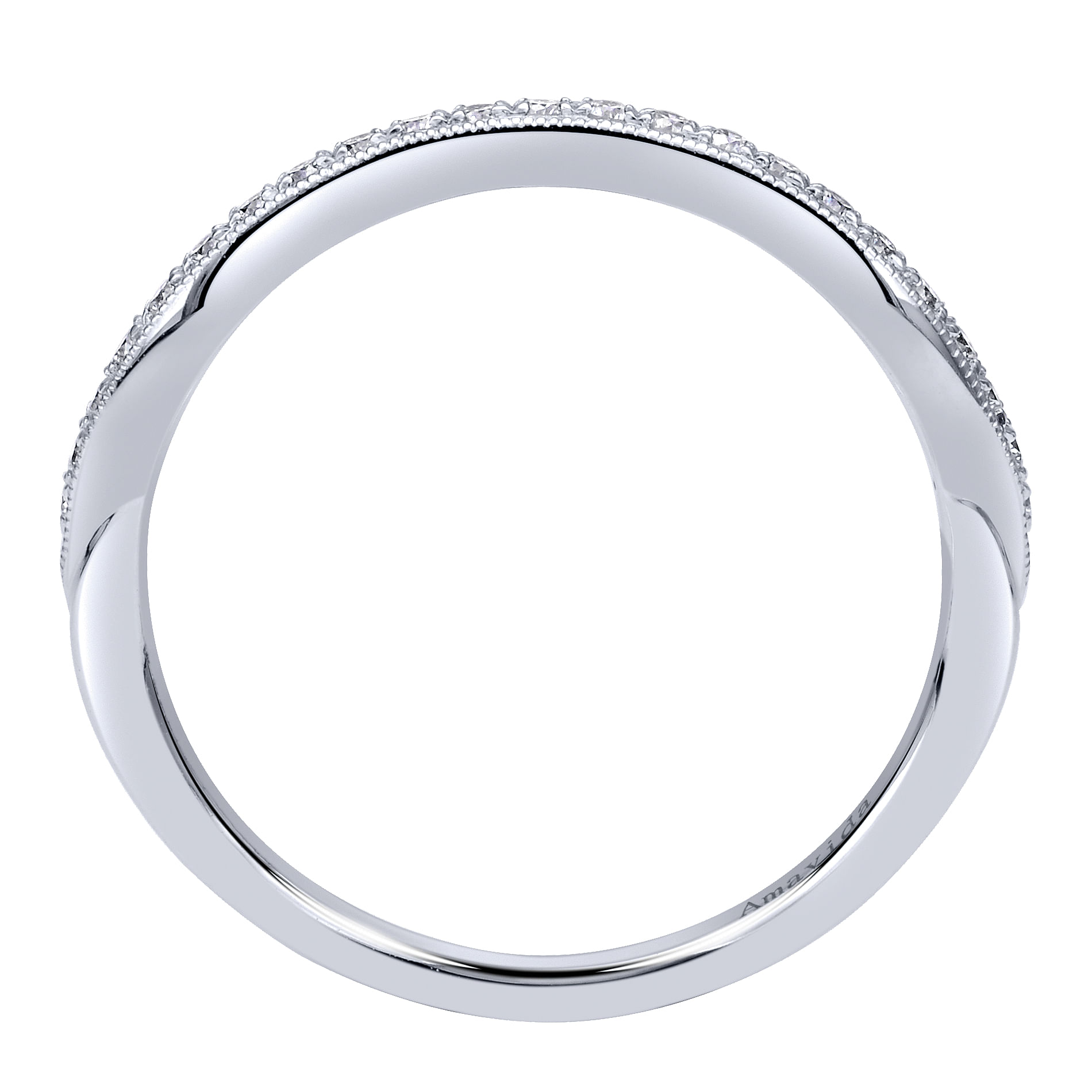 18k White Gold Diamond Curved Wedding Band angle 2 18k White Gold Diamond Curved Wedding Band angle 2