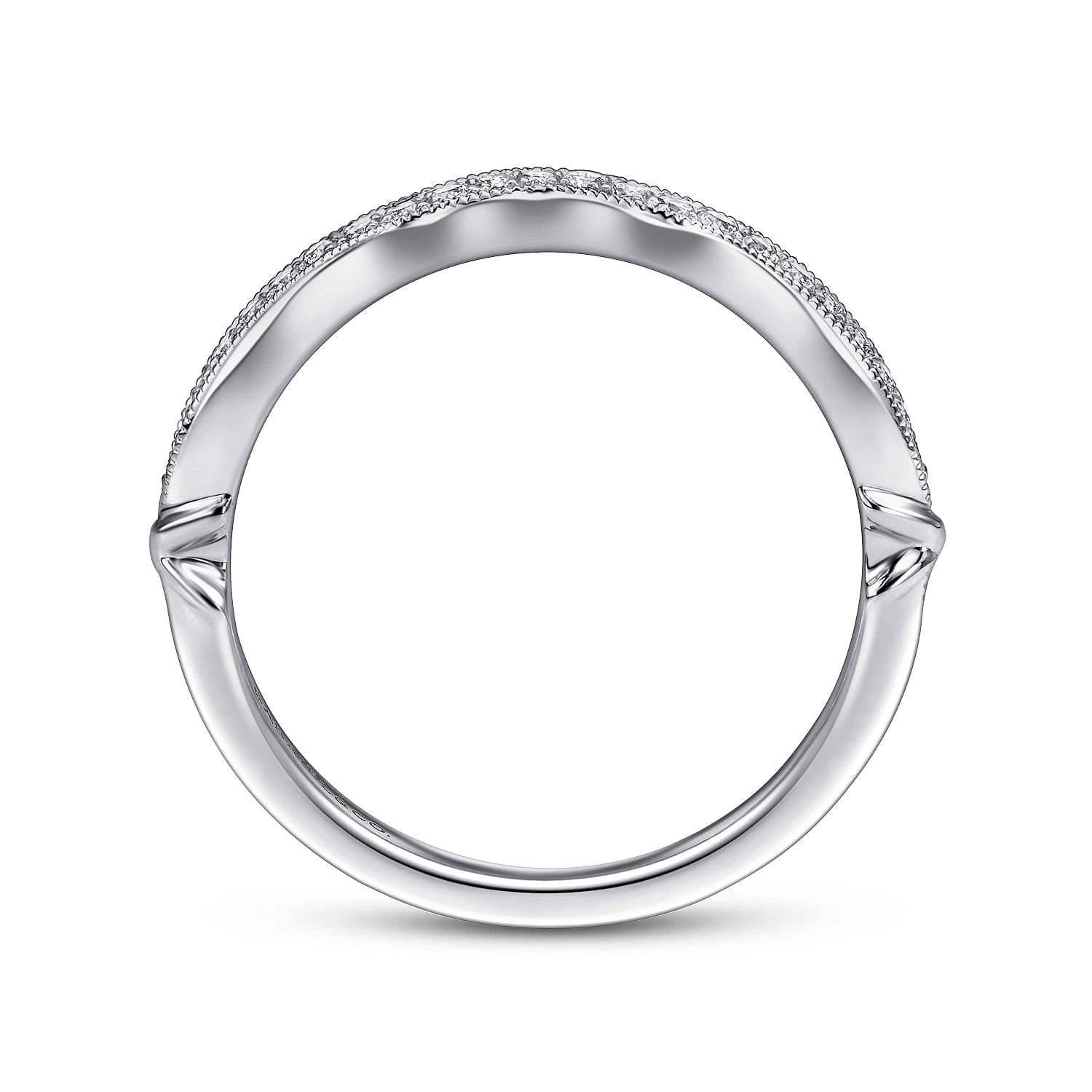 18k White Gold Diamond Curved Wedding Band angle 2 18k White Gold Diamond Curved Wedding Band angle 2
