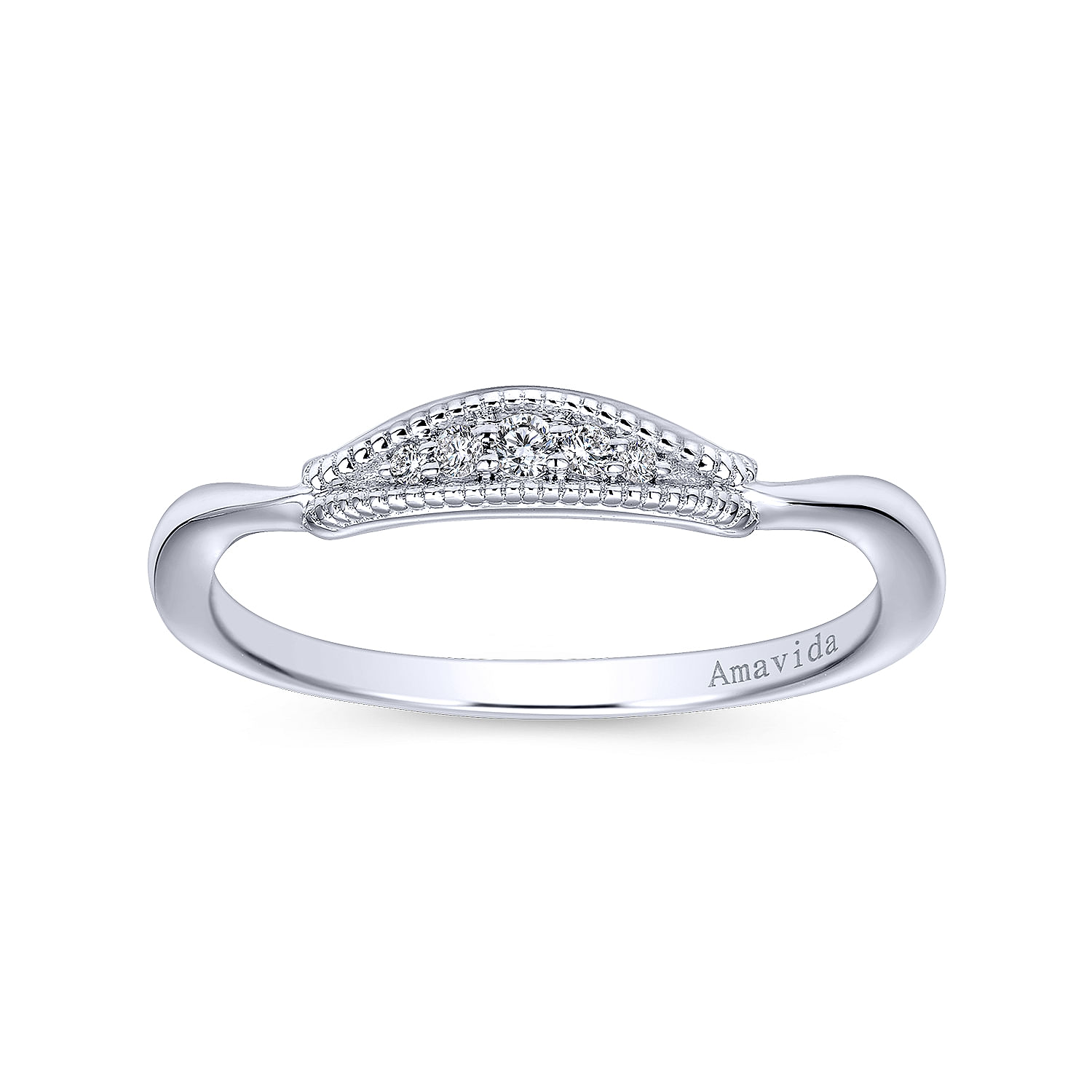 18k White Gold Diamond Curved Wedding Band angle 5 18k White Gold Diamond Curved Wedding Band angle 5