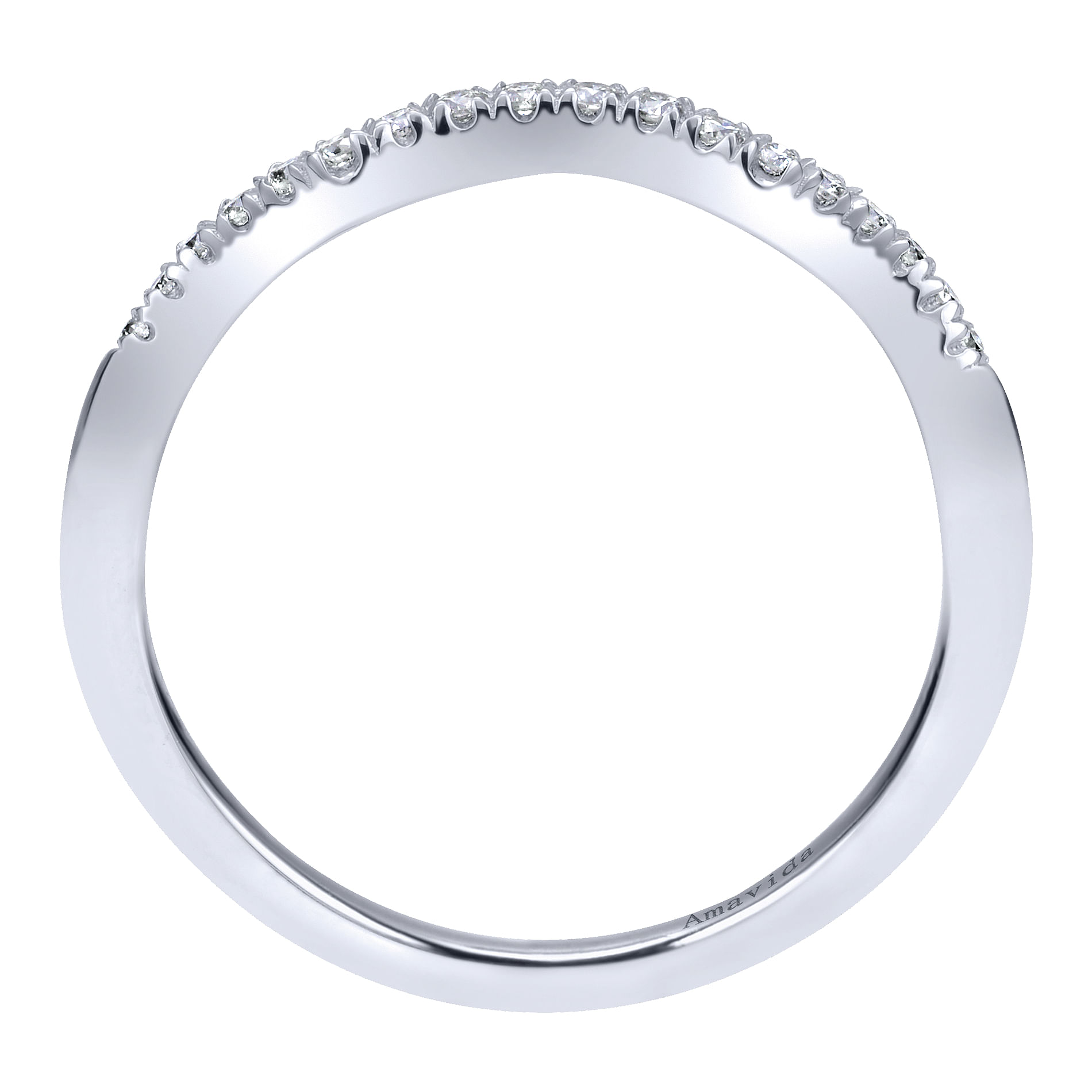 18k White Gold Diamond Curved Wedding Band angle 2 18k White Gold Diamond Curved Wedding Band angle 2