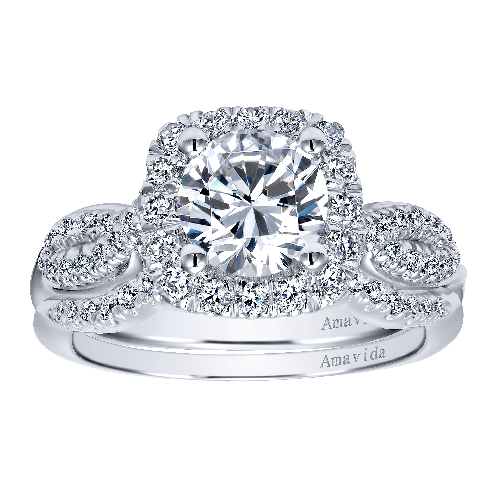 18k White Gold Diamond Curved Wedding Band angle 4 18k White Gold Diamond Curved Wedding Band angle 4