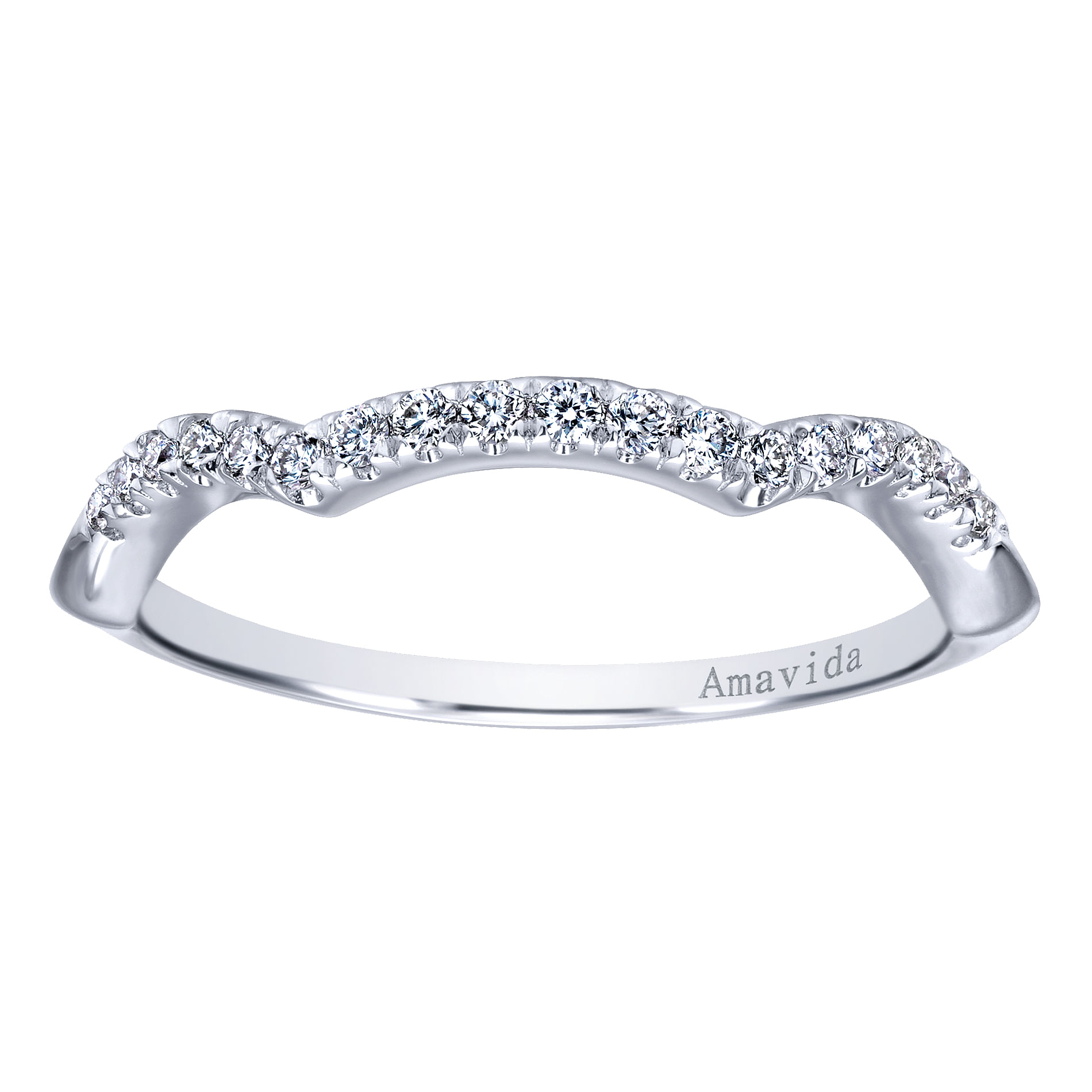 18k White Gold Diamond Curved Wedding Band angle 5 18k White Gold Diamond Curved Wedding Band angle 5