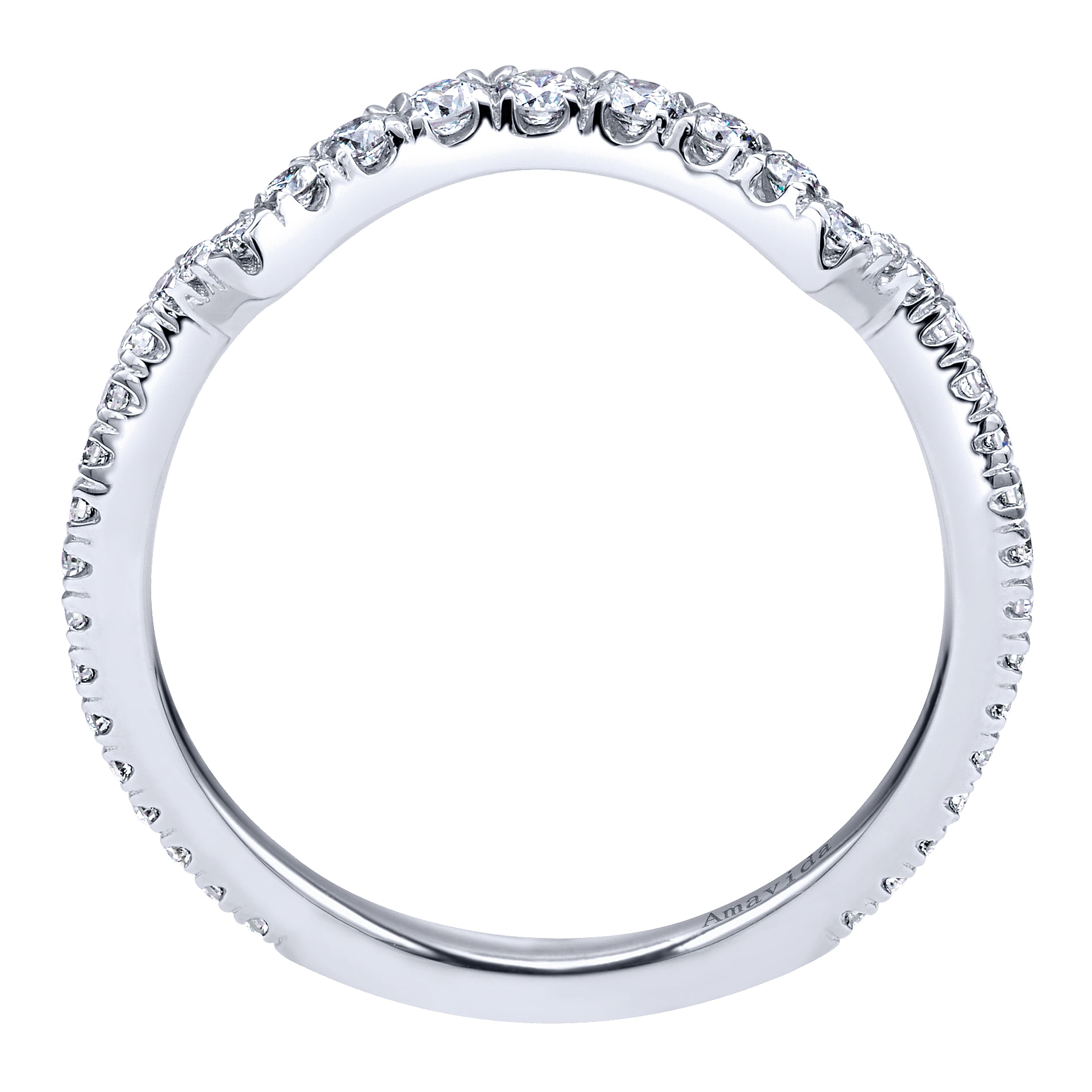18k White Gold Diamond Curved Wedding Band angle 2 18k White Gold Diamond Curved Wedding Band angle 2