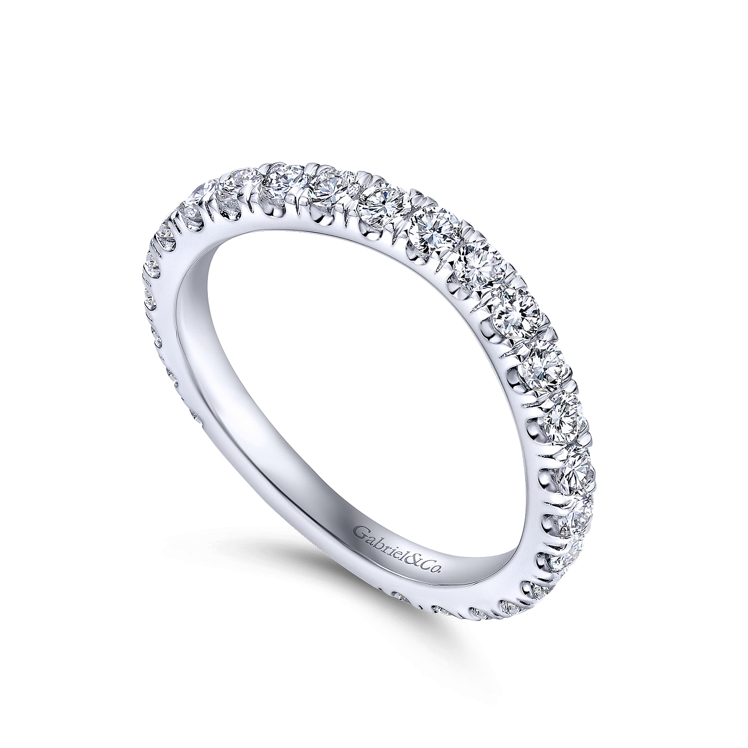 18k White Gold Diamond Curved Wedding Band angle 3 18k White Gold Diamond Curved Wedding Band angle 3