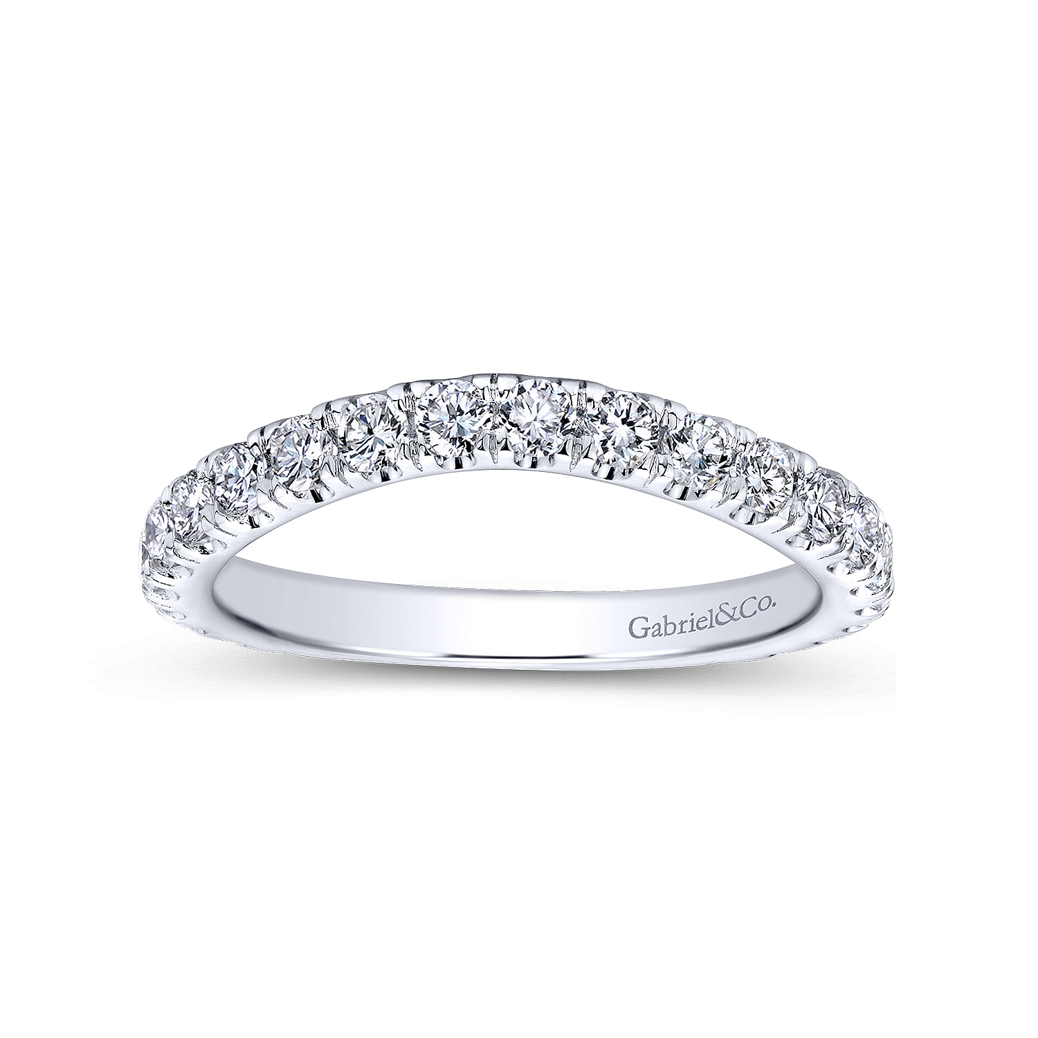 18k White Gold Diamond Curved Wedding Band angle 5 18k White Gold Diamond Curved Wedding Band angle 5