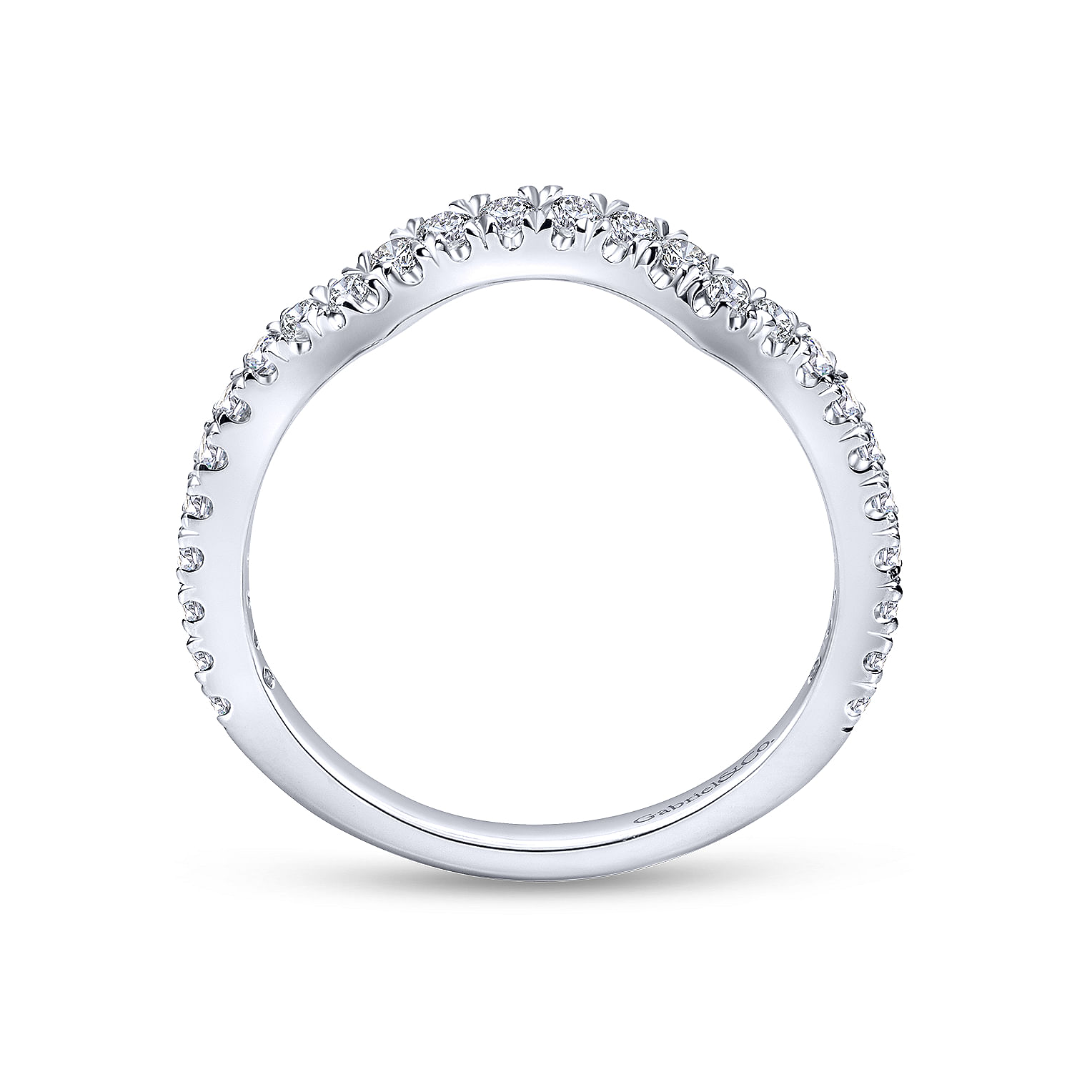 18k White Gold Diamond Curved Wedding Band angle 2 18k White Gold Diamond Curved Wedding Band angle 2