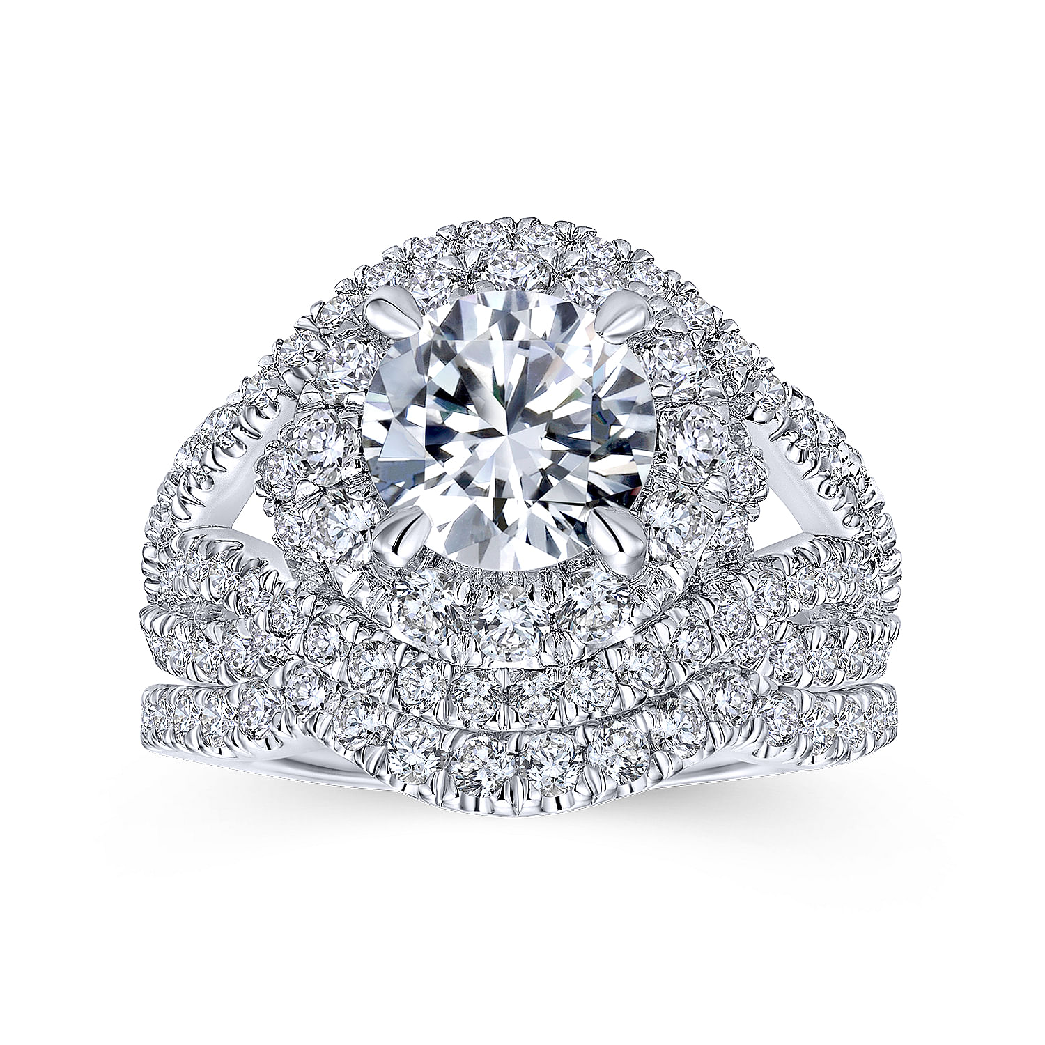 18k White Gold Diamond Curved Wedding Band angle 4 18k White Gold Diamond Curved Wedding Band angle 4