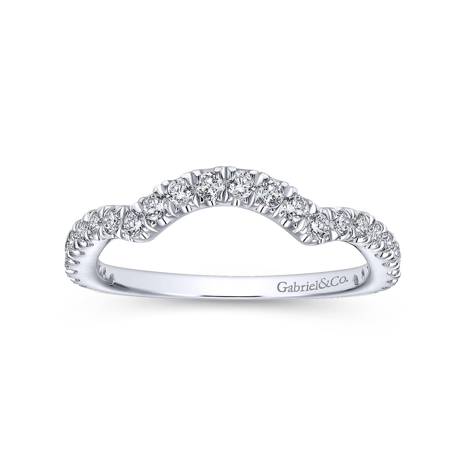 18k White Gold Diamond Curved Wedding Band angle 5 18k White Gold Diamond Curved Wedding Band angle 5