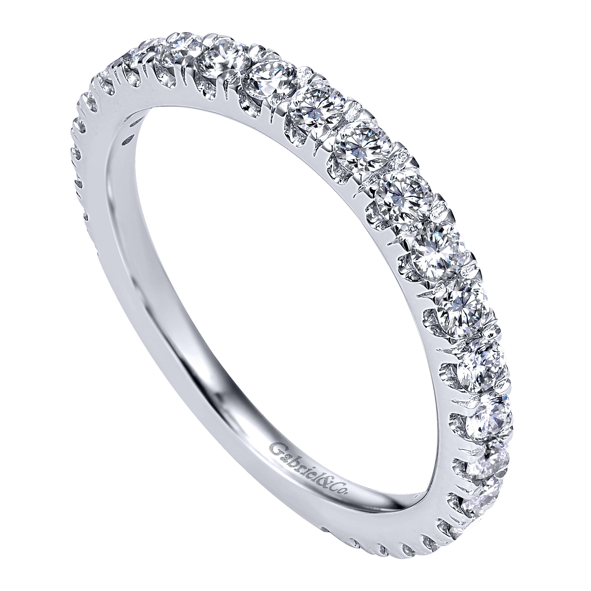 18k White Gold Diamond Curved Wedding Band angle 3 18k White Gold Diamond Curved Wedding Band angle 3