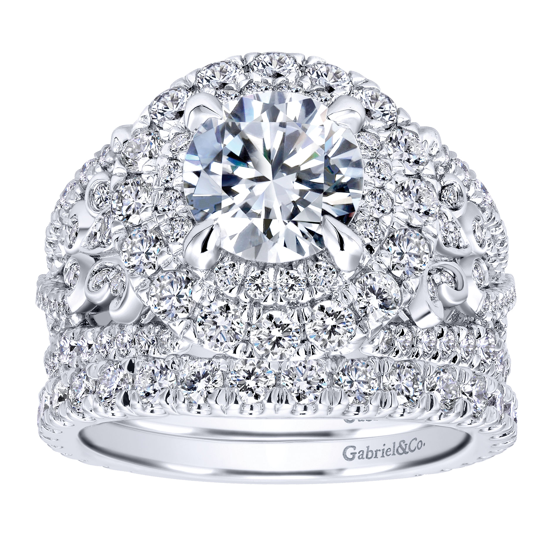 18k White Gold Diamond Curved Wedding Band angle 4 18k White Gold Diamond Curved Wedding Band angle 4