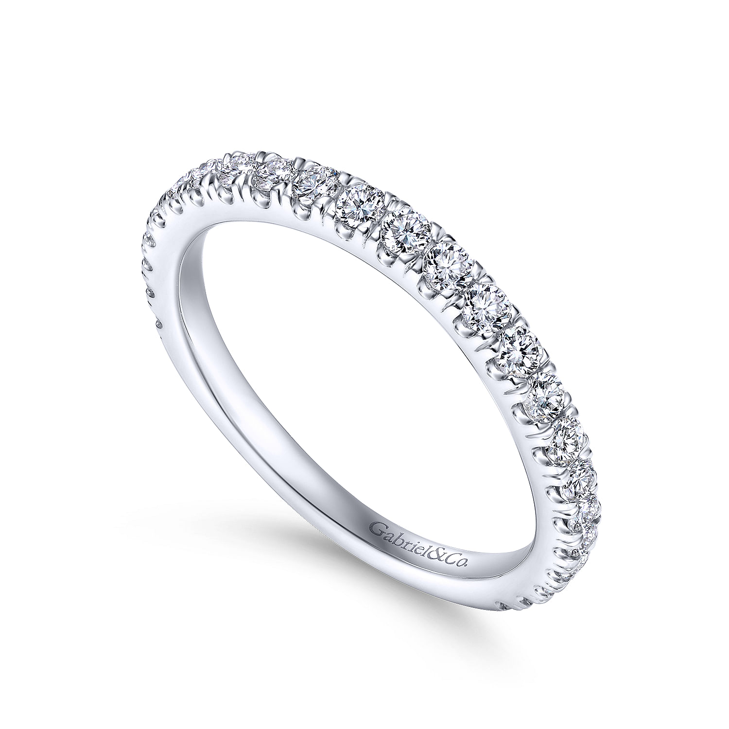 18k White Gold Diamond Curved Wedding Band angle 3 18k White Gold Diamond Curved Wedding Band angle 3