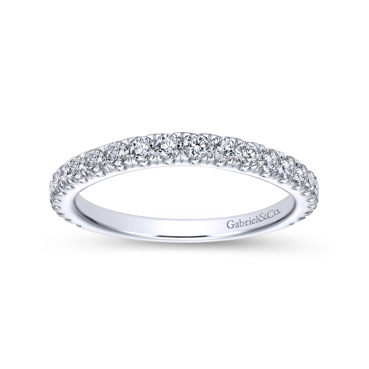 18k White Gold Diamond Curved Wedding Band angle 5 18k White Gold Diamond Curved Wedding Band angle 5
