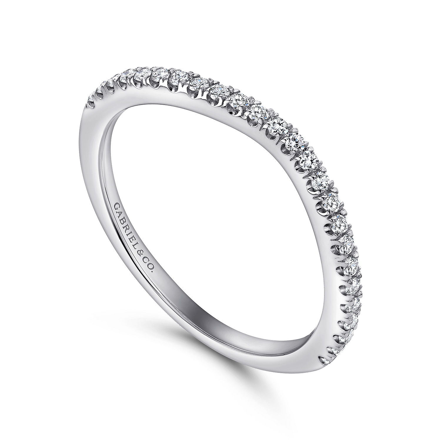 18k White Gold Diamond Curved Wedding Band angle 3 18k White Gold Diamond Curved Wedding Band angle 3