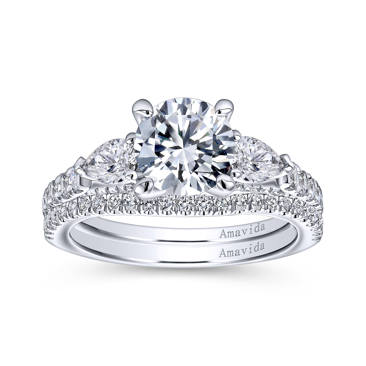 18k White Gold Diamond Curved Wedding Band angle 4 18k White Gold Diamond Curved Wedding Band angle 4