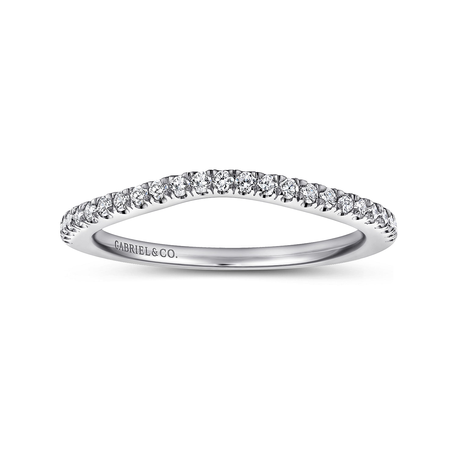 18k White Gold Diamond Curved Wedding Band angle 5 18k White Gold Diamond Curved Wedding Band angle 5
