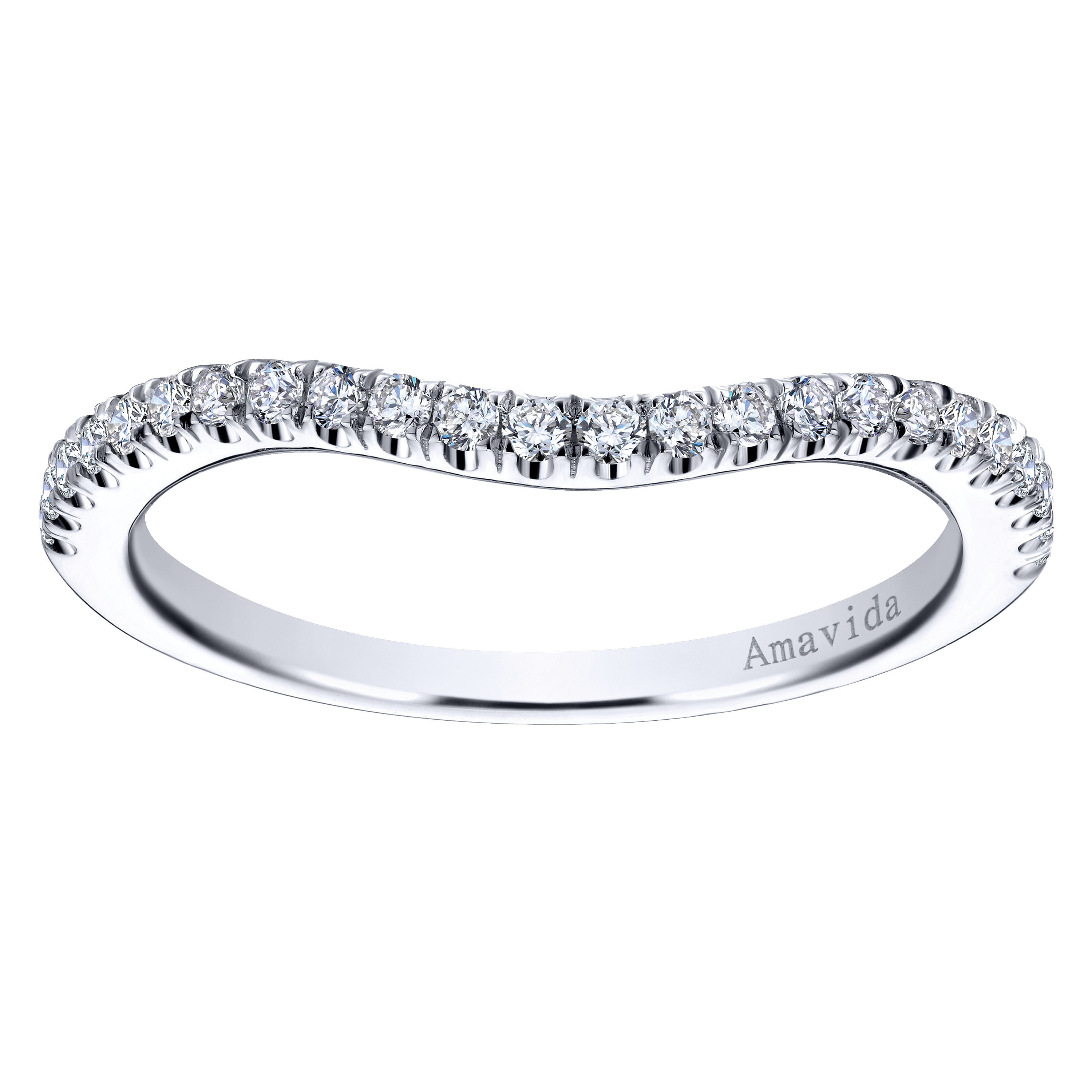 18k White Gold Diamond Curved Wedding Band angle 5 18k White Gold Diamond Curved Wedding Band angle 5