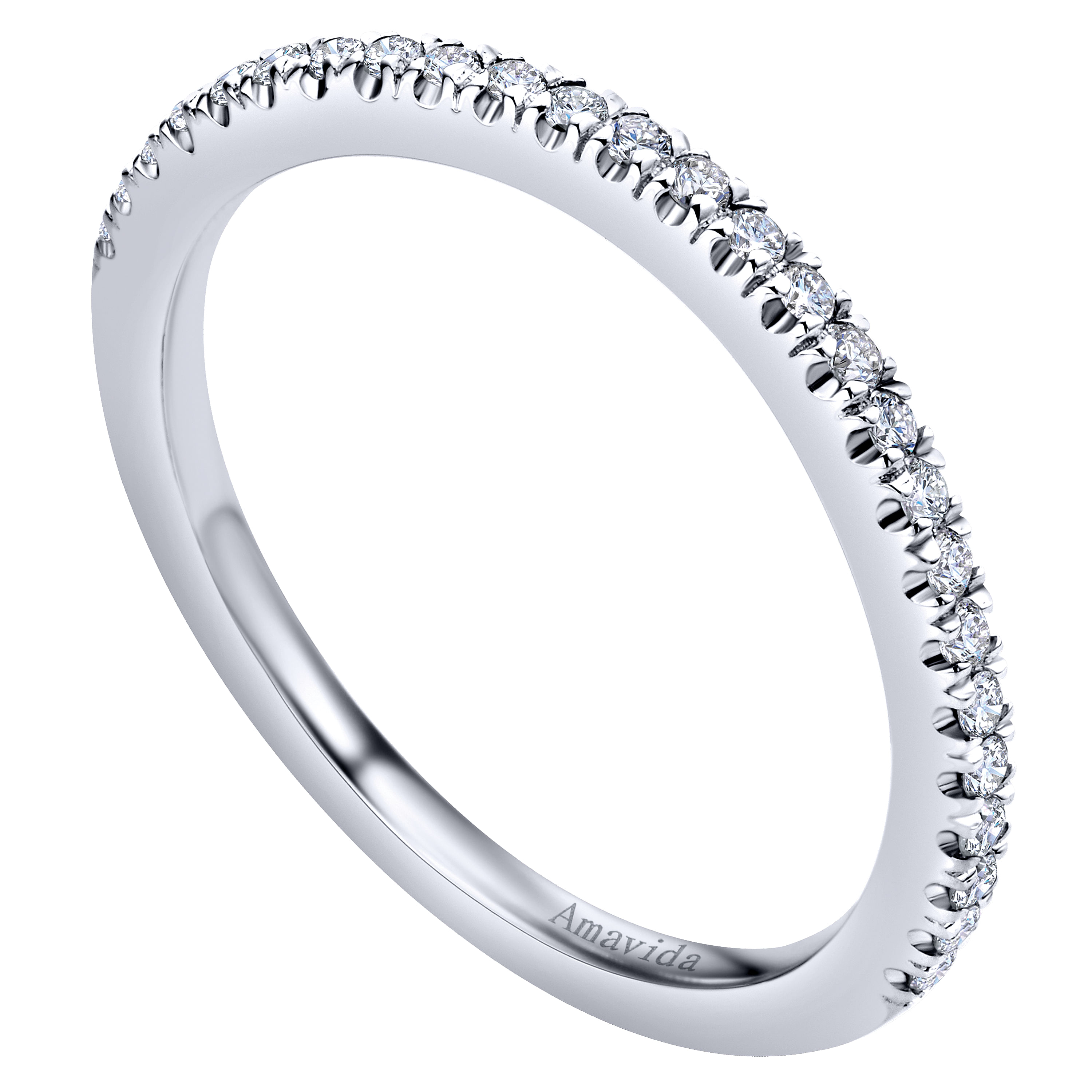 18k White Gold Diamond Curved Wedding Band angle 3 18k White Gold Diamond Curved Wedding Band angle 3