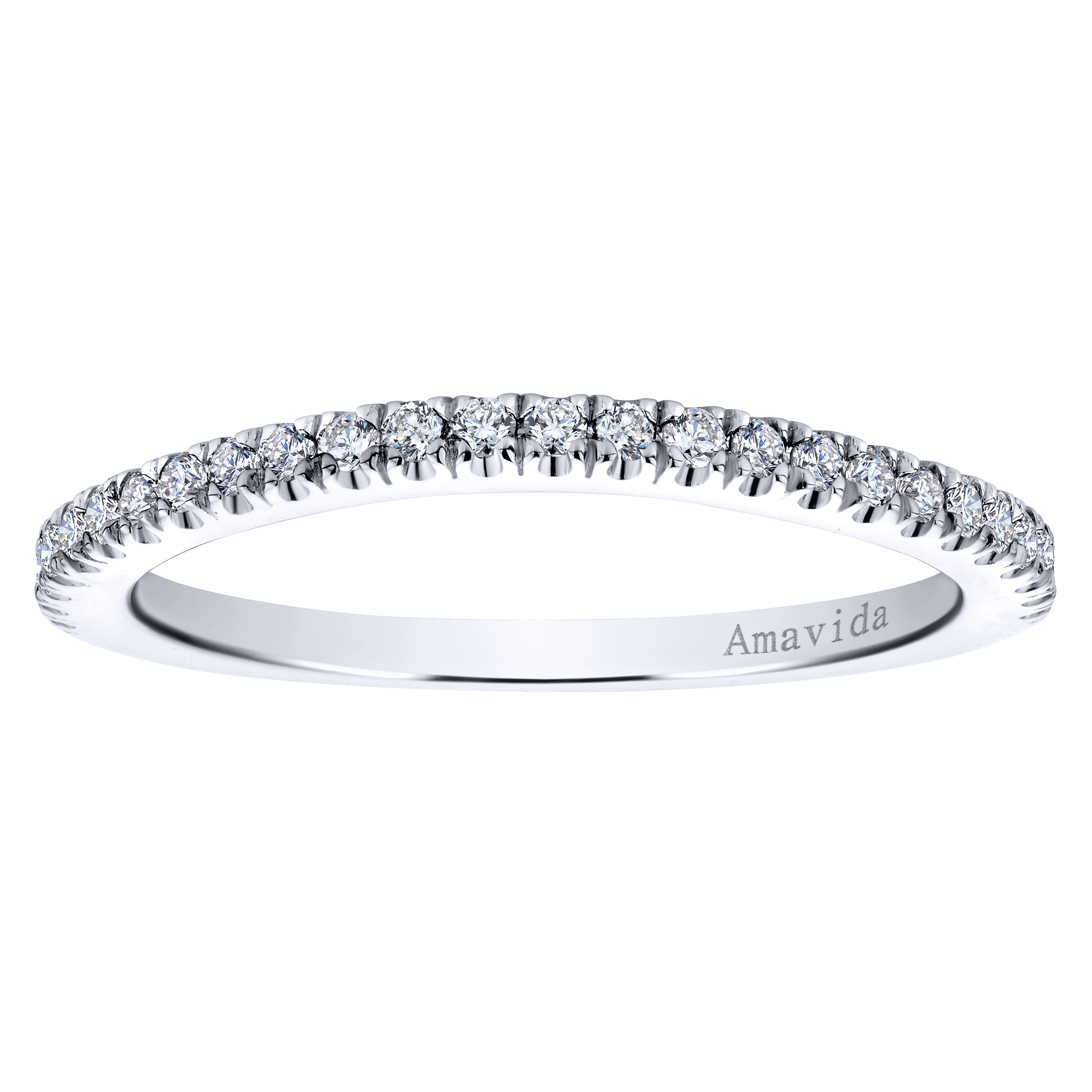 18k White Gold Diamond Curved Wedding Band angle 5 18k White Gold Diamond Curved Wedding Band angle 5