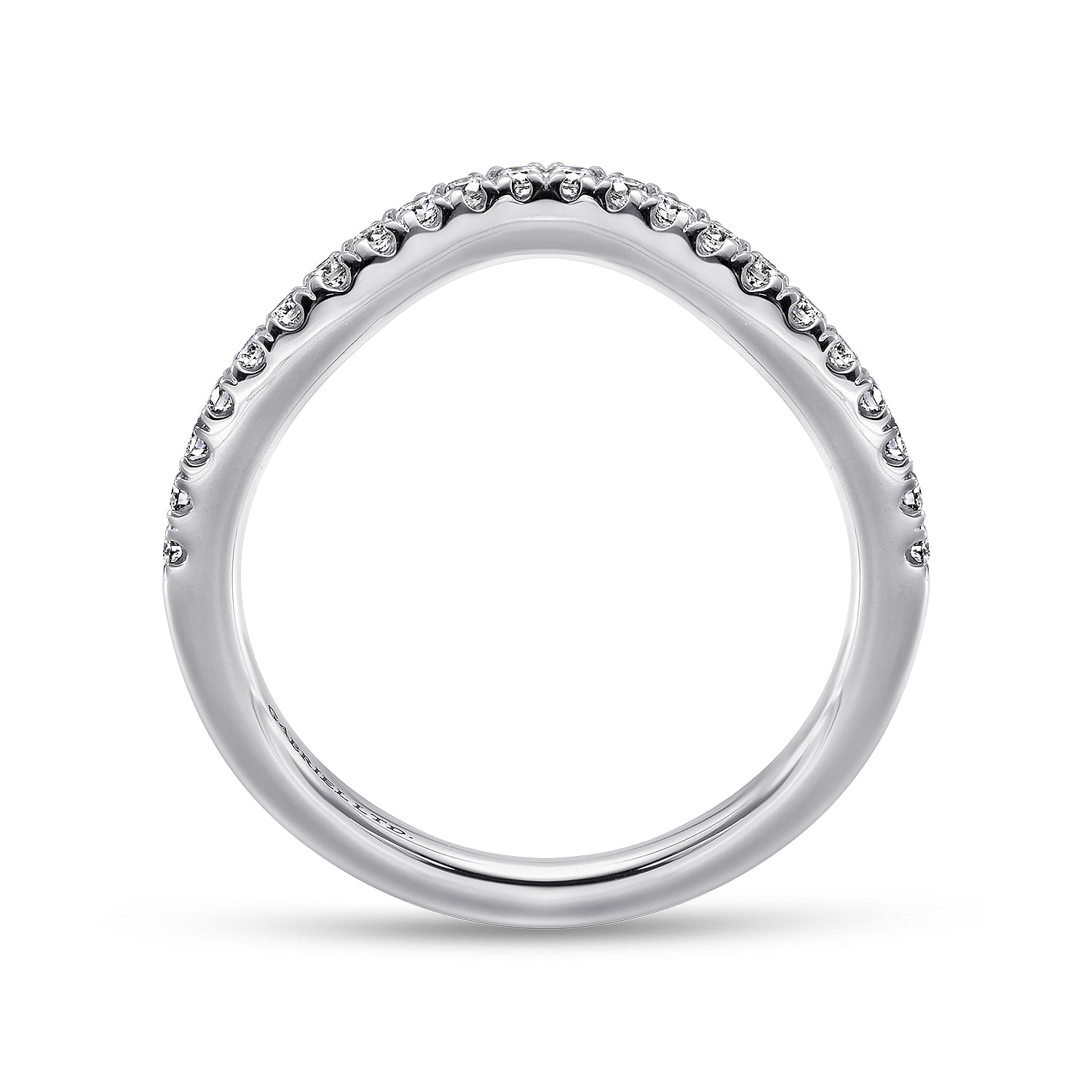 18k White Gold Diamond Curved Wedding Band angle 2 18k White Gold Diamond Curved Wedding Band angle 2