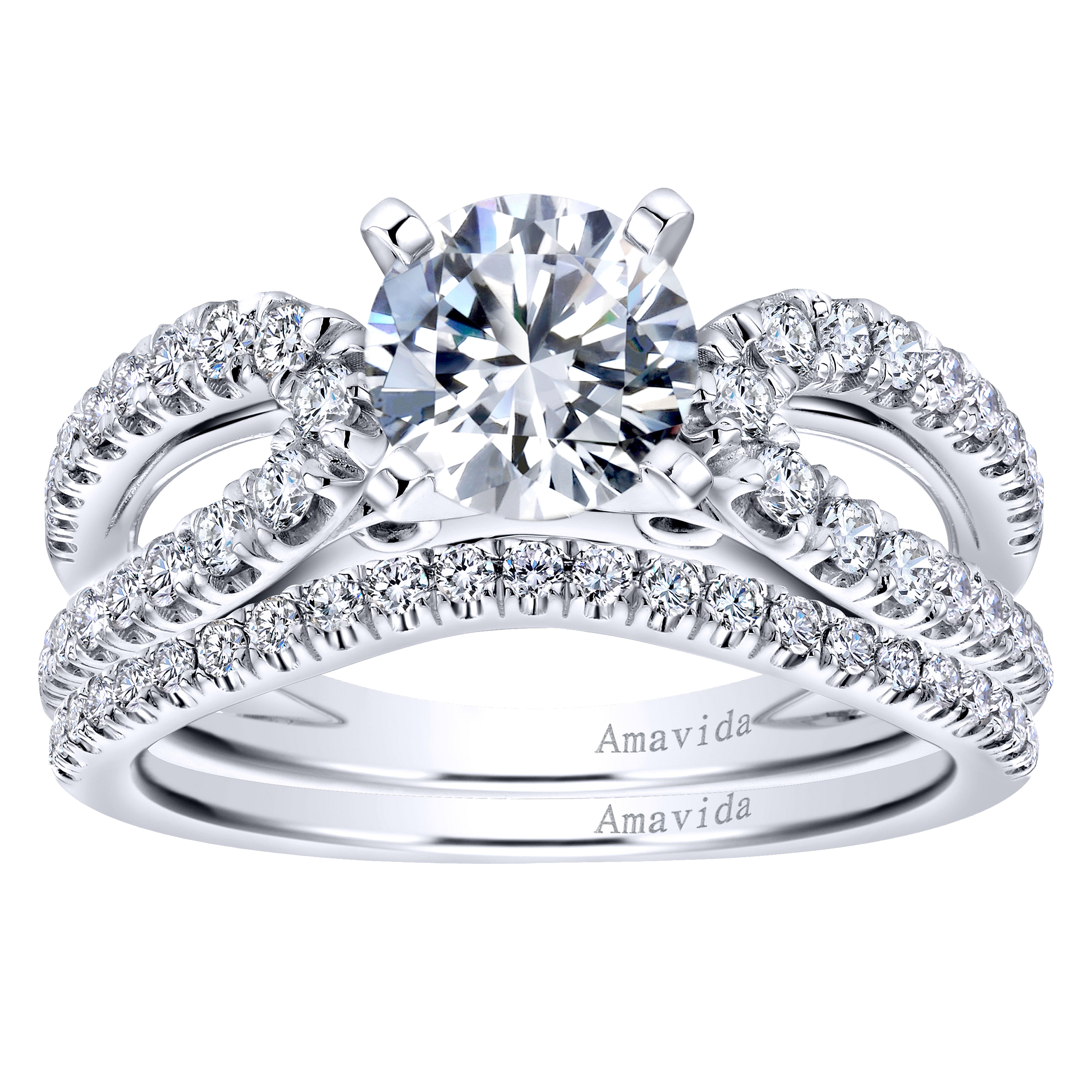 18k White Gold Diamond Curved Wedding Band angle 4 18k White Gold Diamond Curved Wedding Band angle 4