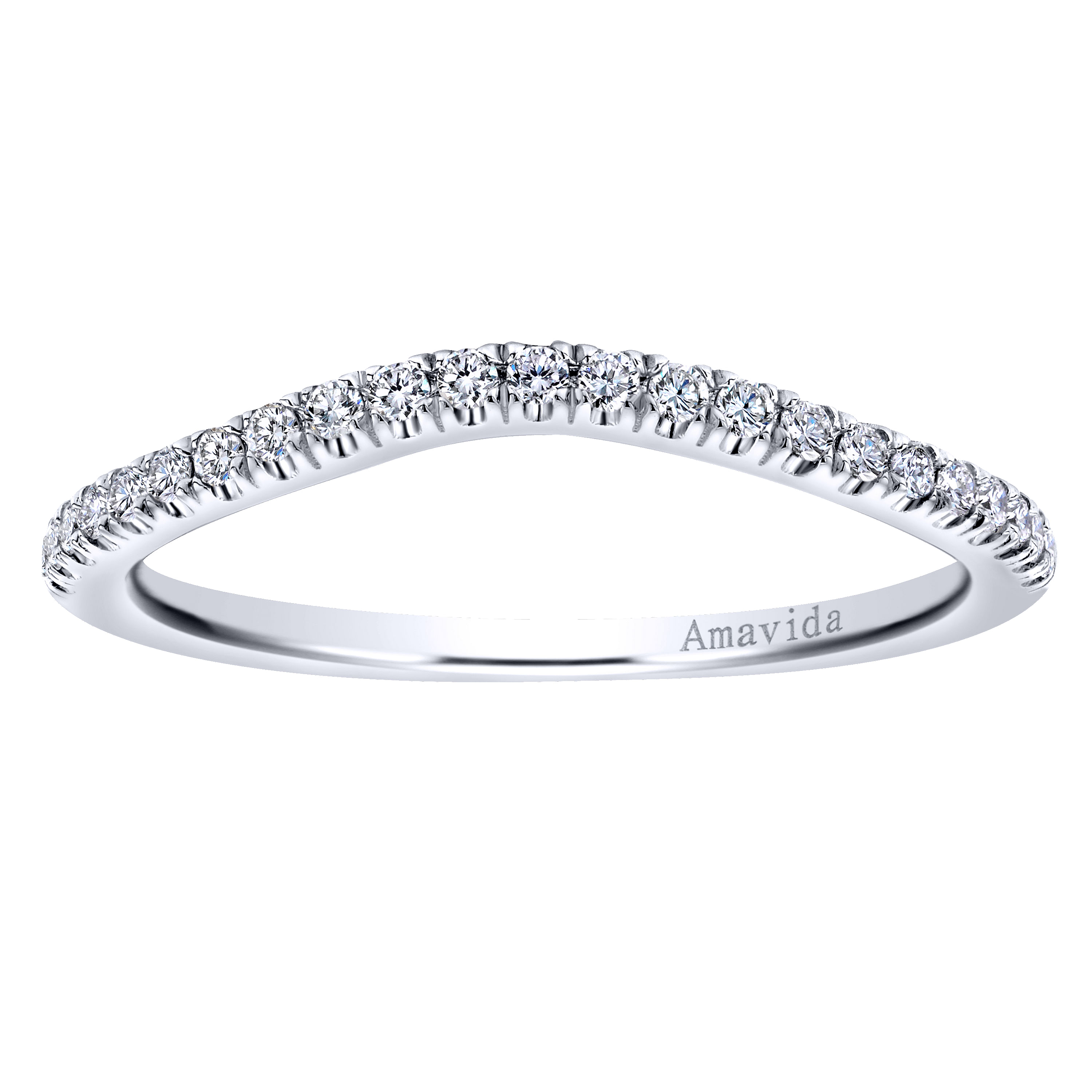 18k White Gold Diamond Curved Wedding Band angle 5 18k White Gold Diamond Curved Wedding Band angle 5