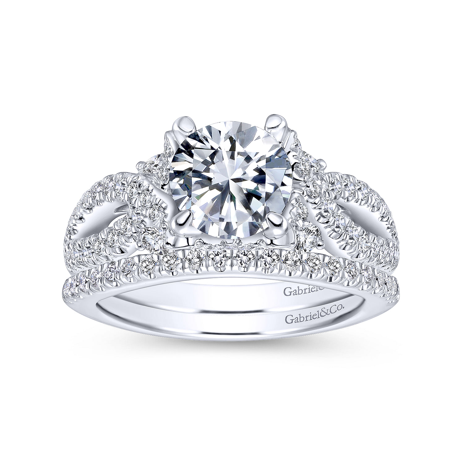 18k White Gold Diamond Curved Wedding Band angle 4 18k White Gold Diamond Curved Wedding Band angle 4