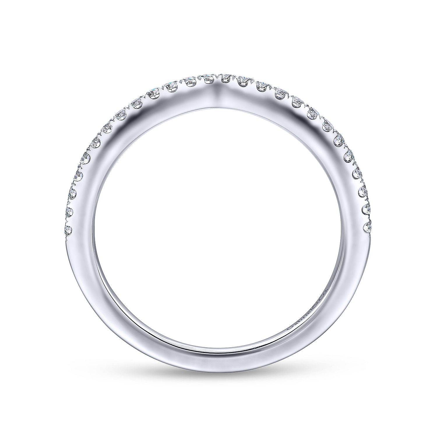 18k White Gold Diamond Curved Wedding Band angle 2 18k White Gold Diamond Curved Wedding Band angle 2