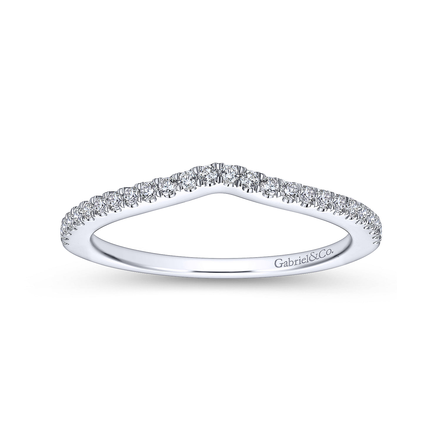 18k White Gold Diamond Curved Wedding Band angle 5 18k White Gold Diamond Curved Wedding Band angle 5