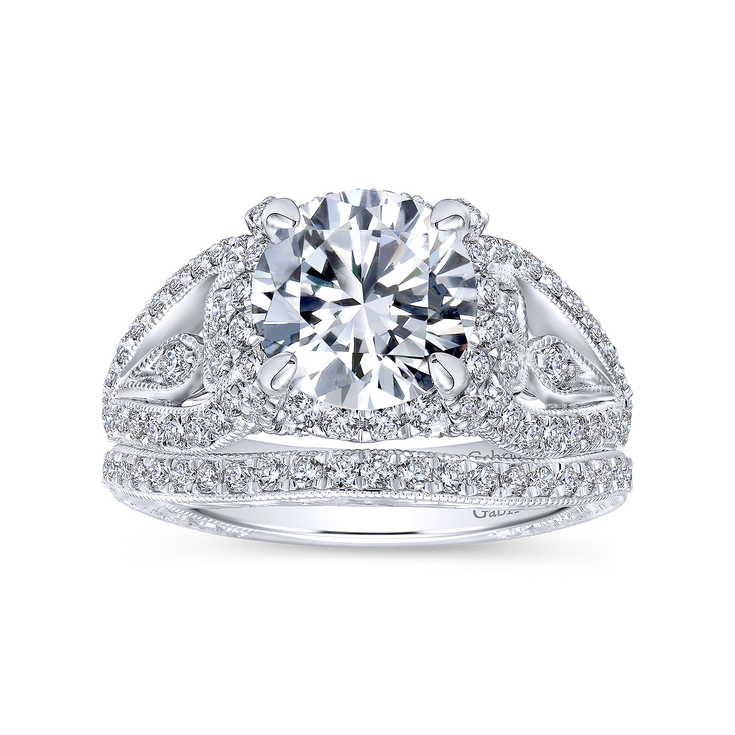 18k White Gold Diamond Curved Wedding Band angle 4 18k White Gold Diamond Curved Wedding Band angle 4