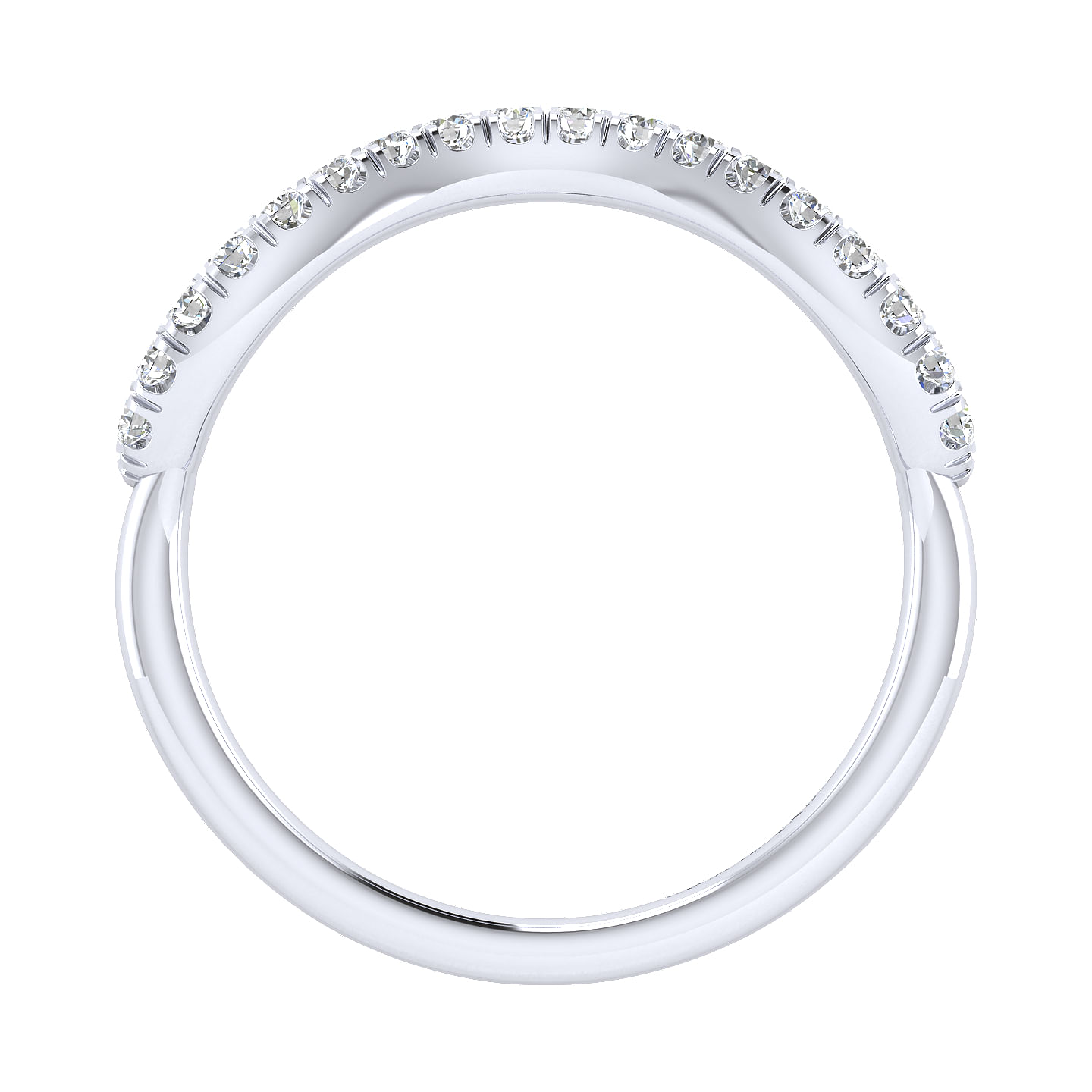18k White Gold Diamond Curved Wedding Band angle 2 18k White Gold Diamond Curved Wedding Band angle 2