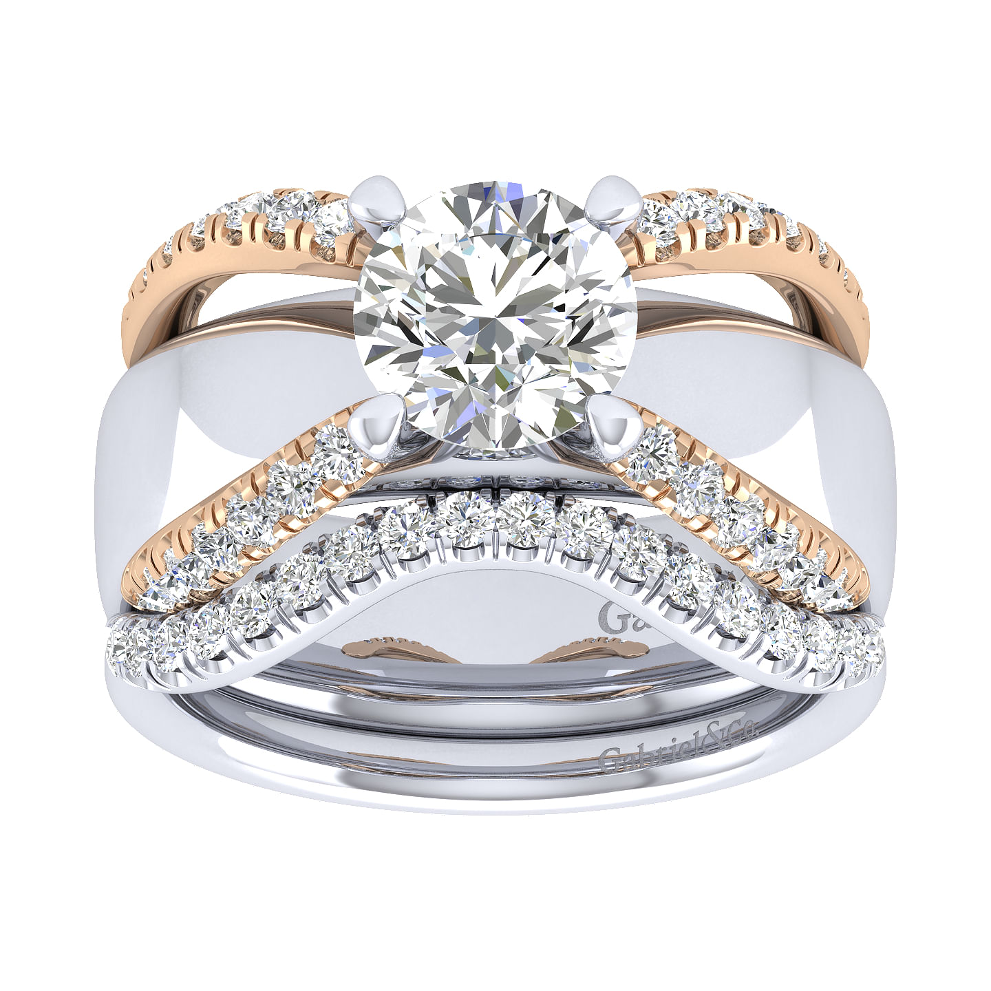 18k White Gold Diamond Curved Wedding Band angle 4 18k White Gold Diamond Curved Wedding Band angle 4