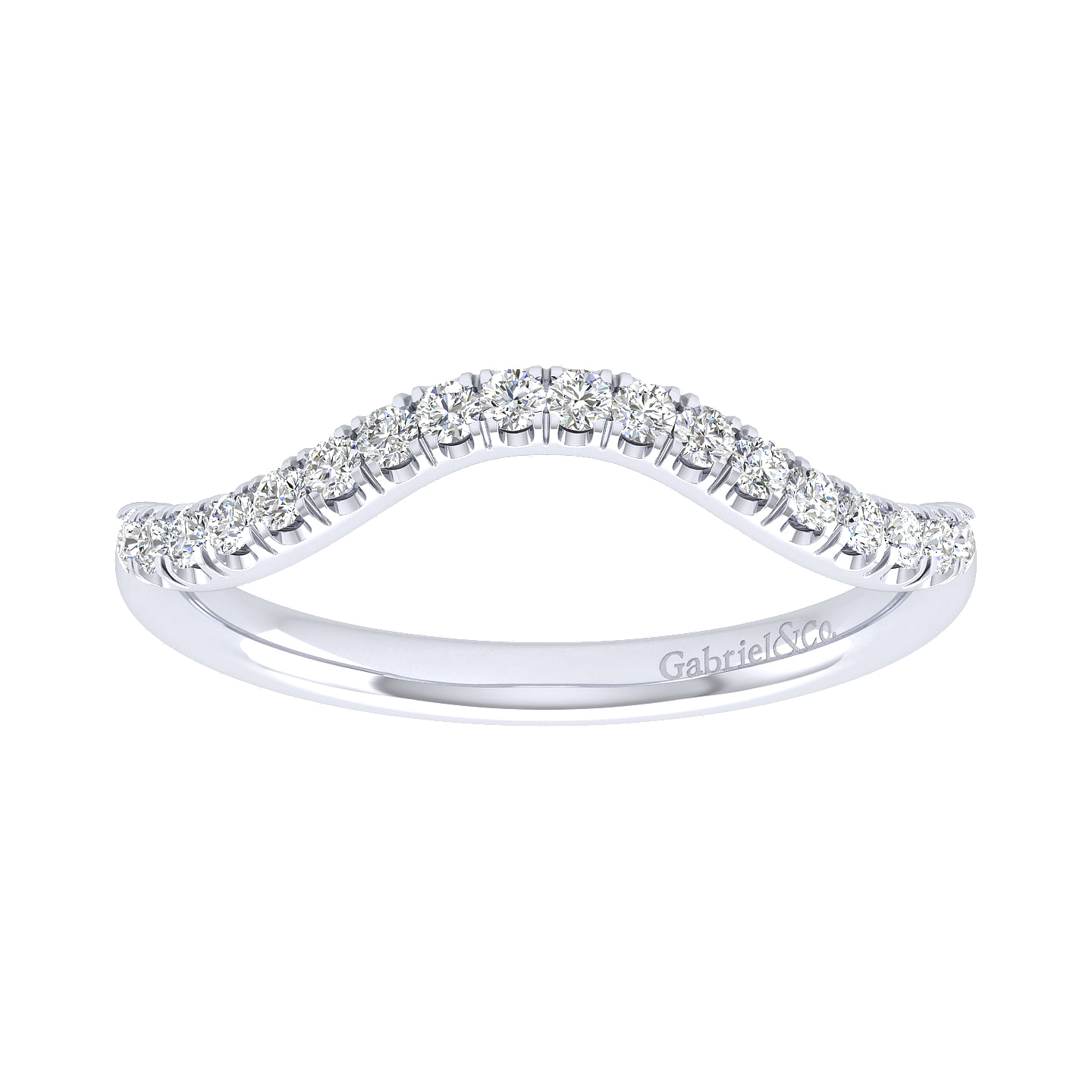 18k White Gold Diamond Curved Wedding Band angle 5 18k White Gold Diamond Curved Wedding Band angle 5
