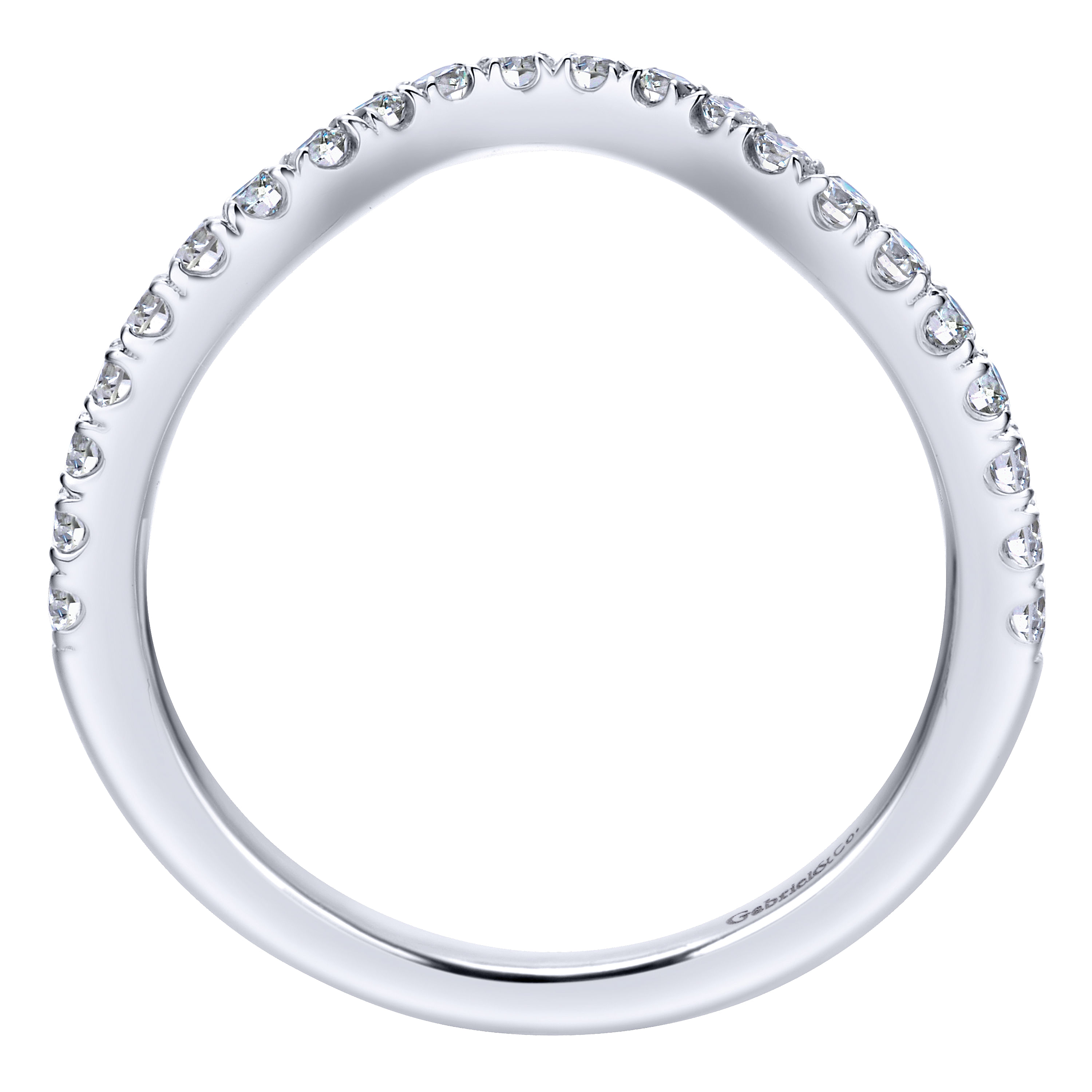 18k White Gold Diamond Curved Wedding Band angle 2 18k White Gold Diamond Curved Wedding Band angle 2