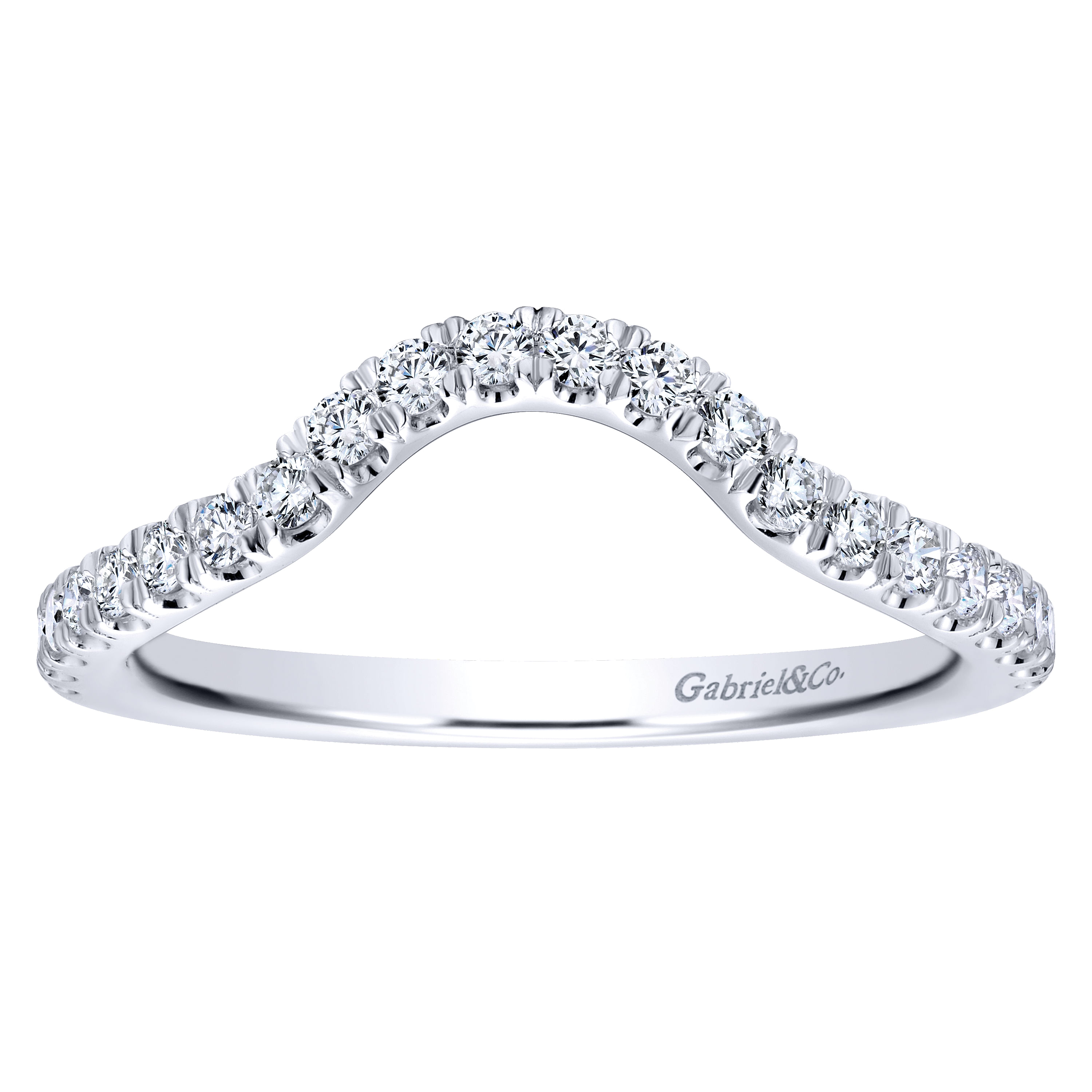 18k White Gold Diamond Curved Wedding Band angle 5 18k White Gold Diamond Curved Wedding Band angle 5