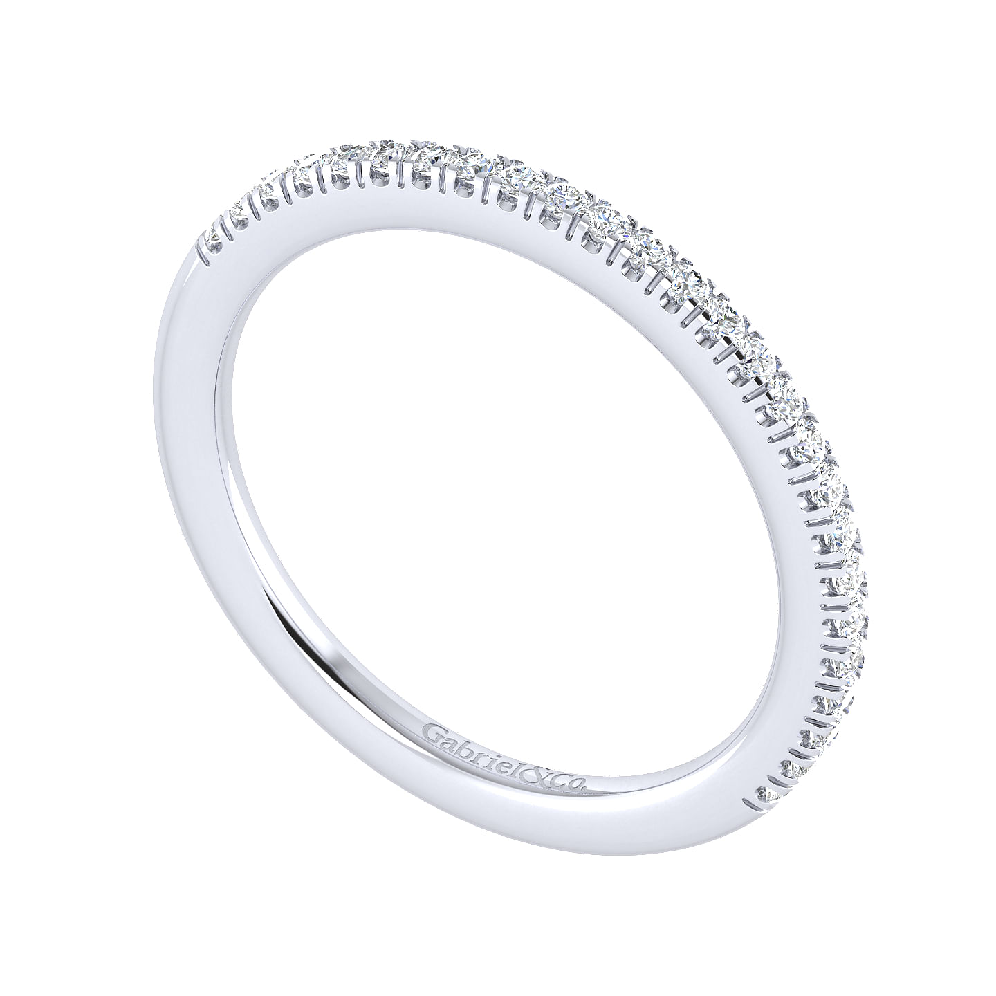 18k White Gold Diamond Curved Wedding Band angle 3 18k White Gold Diamond Curved Wedding Band angle 3