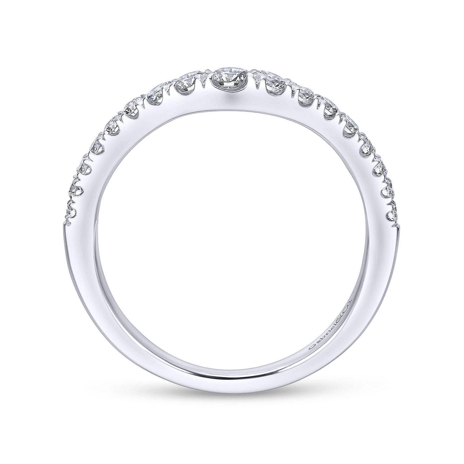 18k White Gold Diamond Curved Wedding Band angle 2 18k White Gold Diamond Curved Wedding Band angle 2