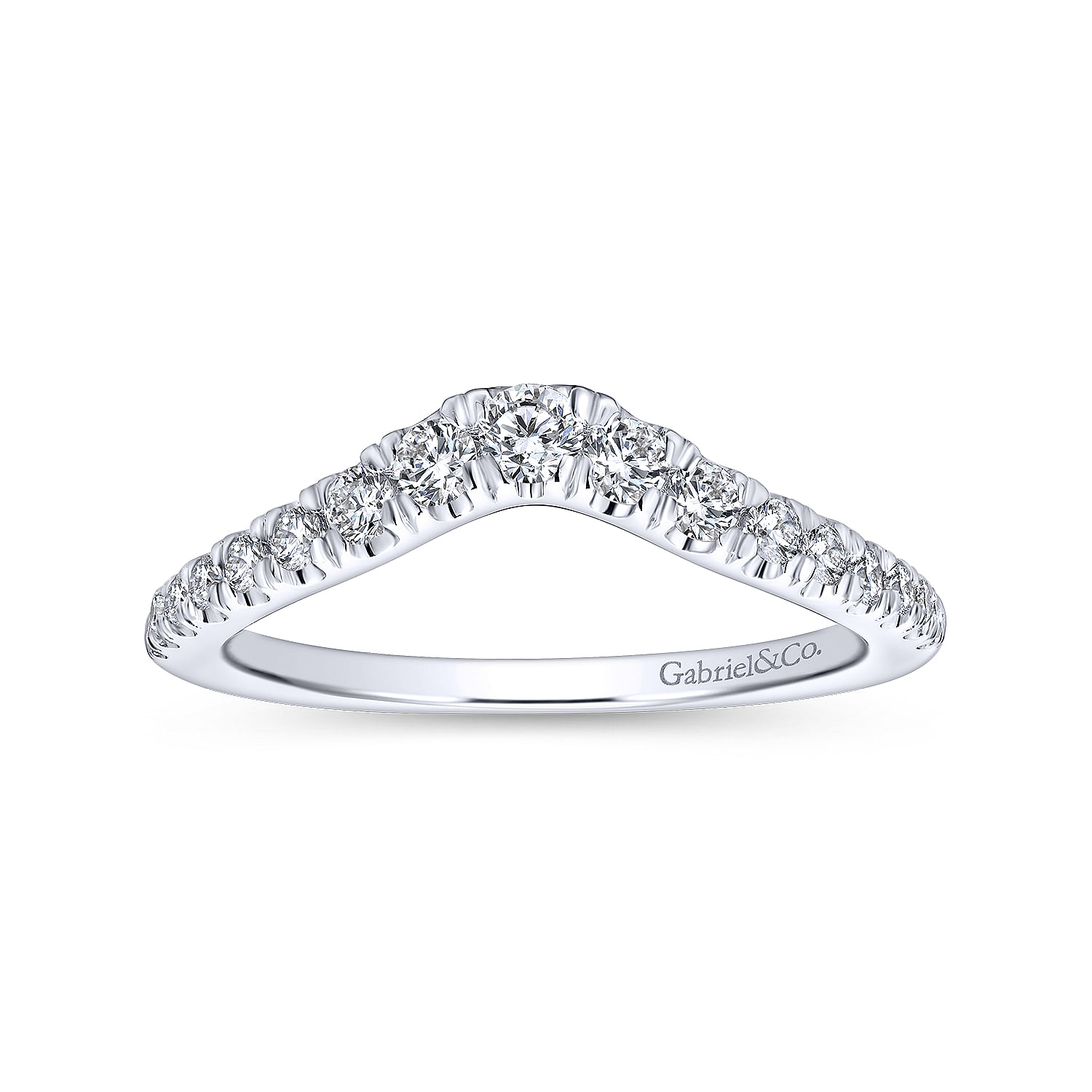 18k White Gold Diamond Curved Wedding Band angle 5 18k White Gold Diamond Curved Wedding Band angle 5