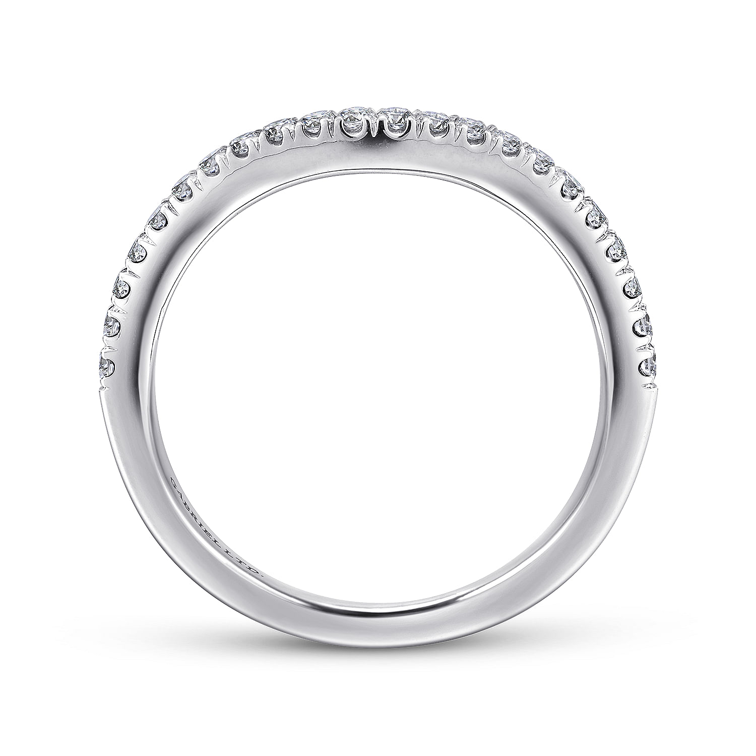 18k White Gold Diamond Curved Wedding Band angle 2 18k White Gold Diamond Curved Wedding Band angle 2