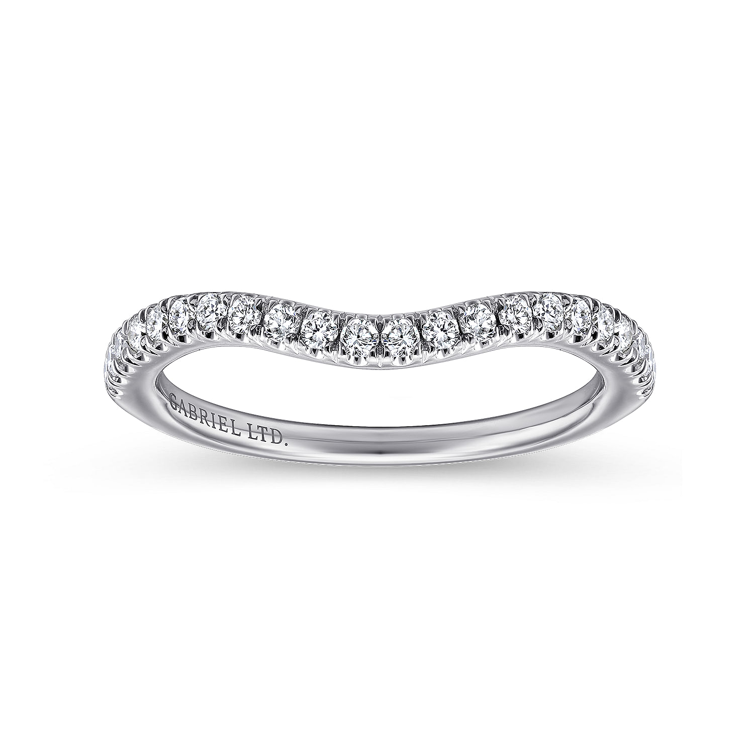 18k White Gold Diamond Curved Wedding Band angle 5 18k White Gold Diamond Curved Wedding Band angle 5