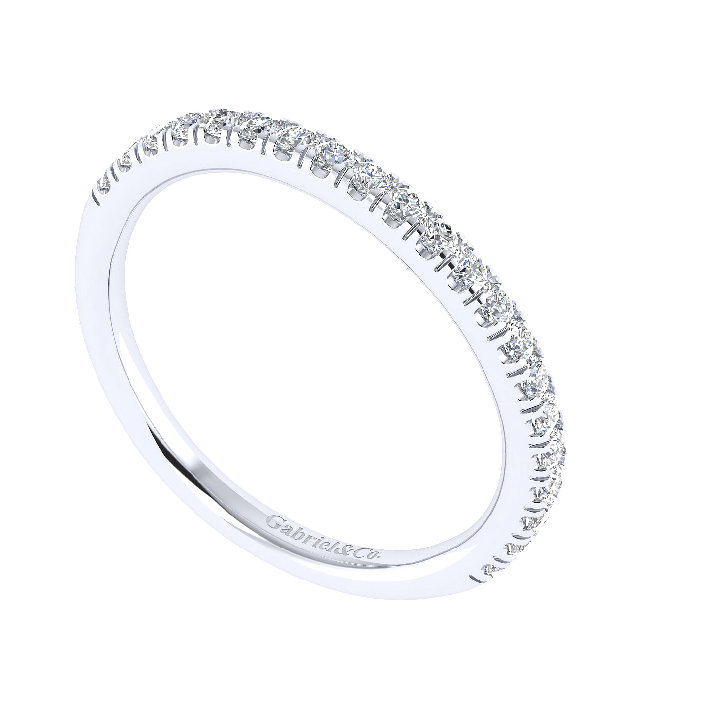 18k White Gold Diamond Curved Wedding Band angle 3 18k White Gold Diamond Curved Wedding Band angle 3