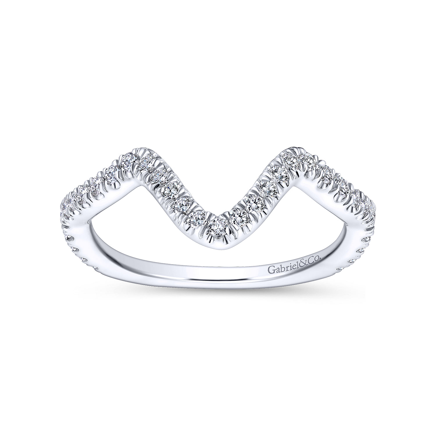 18k White Gold Diamond Curved Wedding Band angle 5 18k White Gold Diamond Curved Wedding Band angle 5
